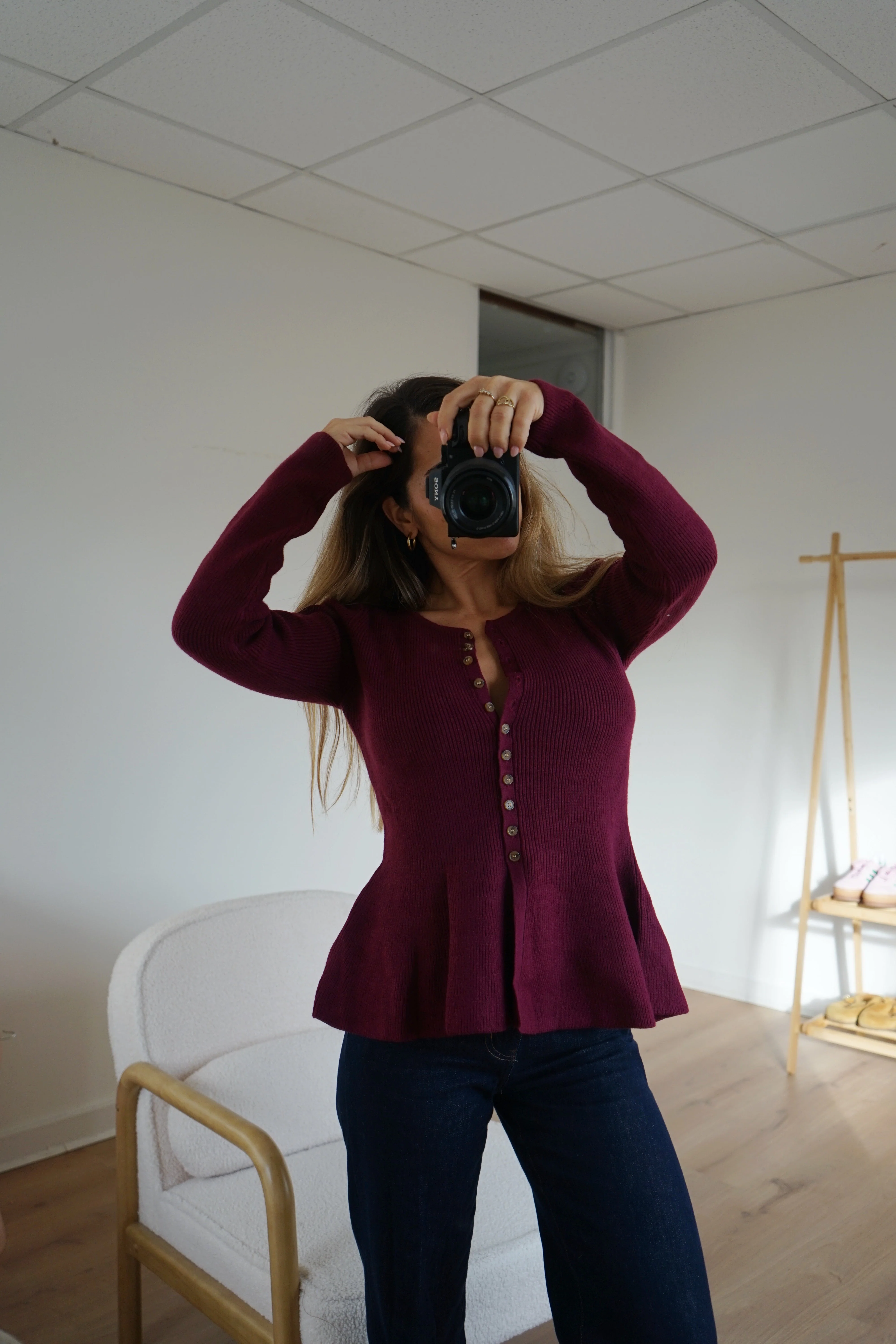 Pull Fin Péplum Albane Bordeaux - Image 6