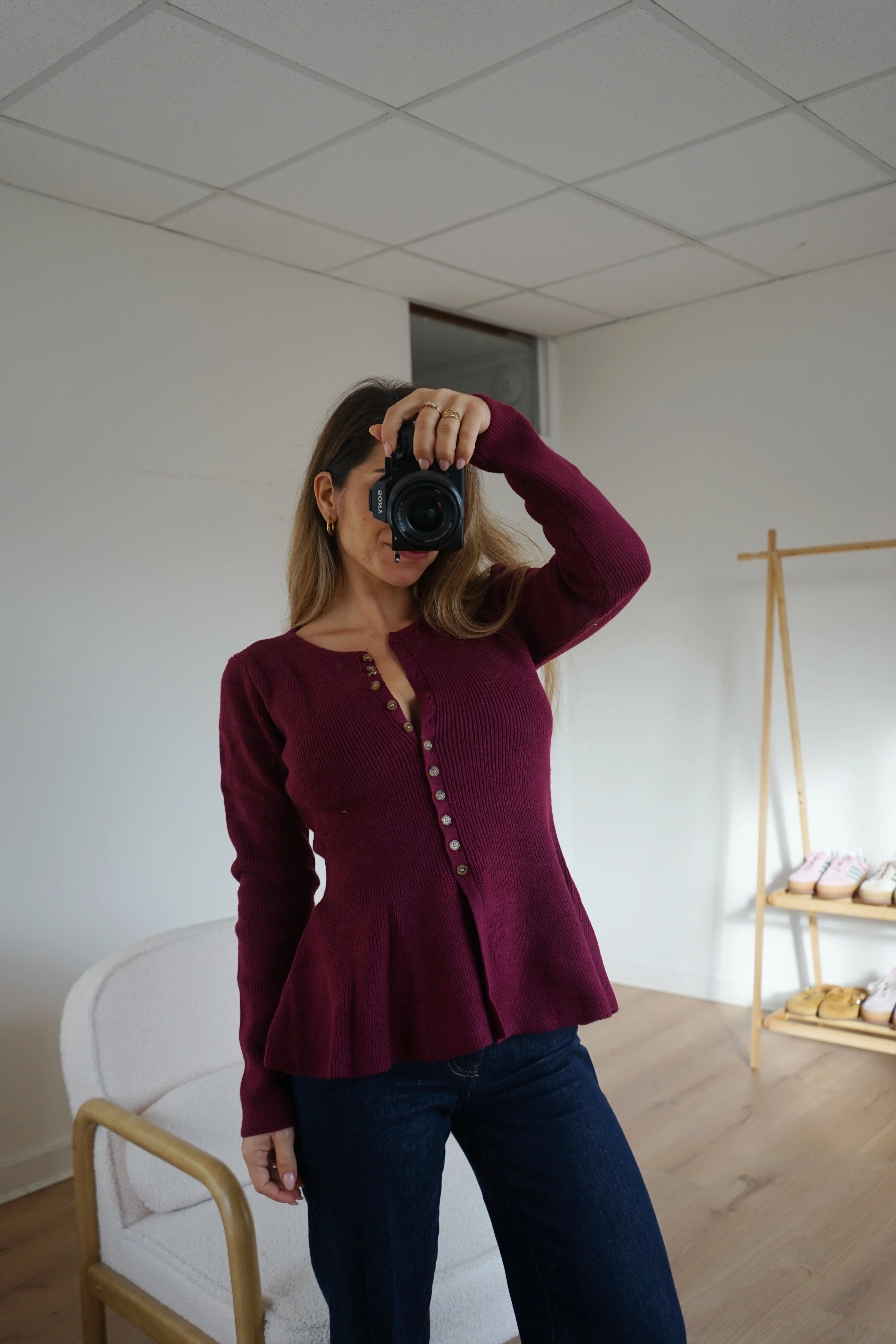 Pull Fin Péplum Albane Bordeaux - Image 8