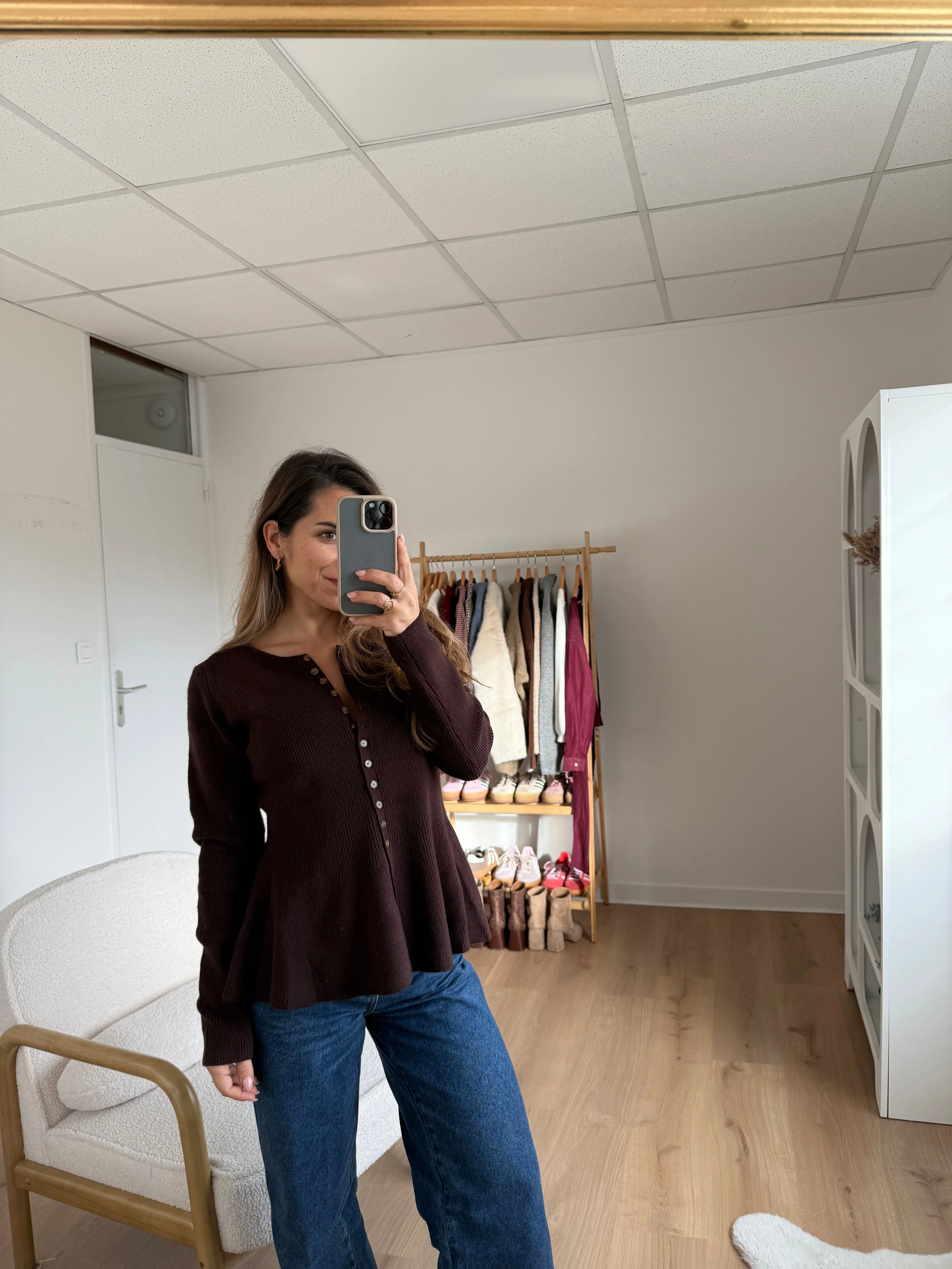 Pull Fin Péplum Albane Chocolat - Image 3