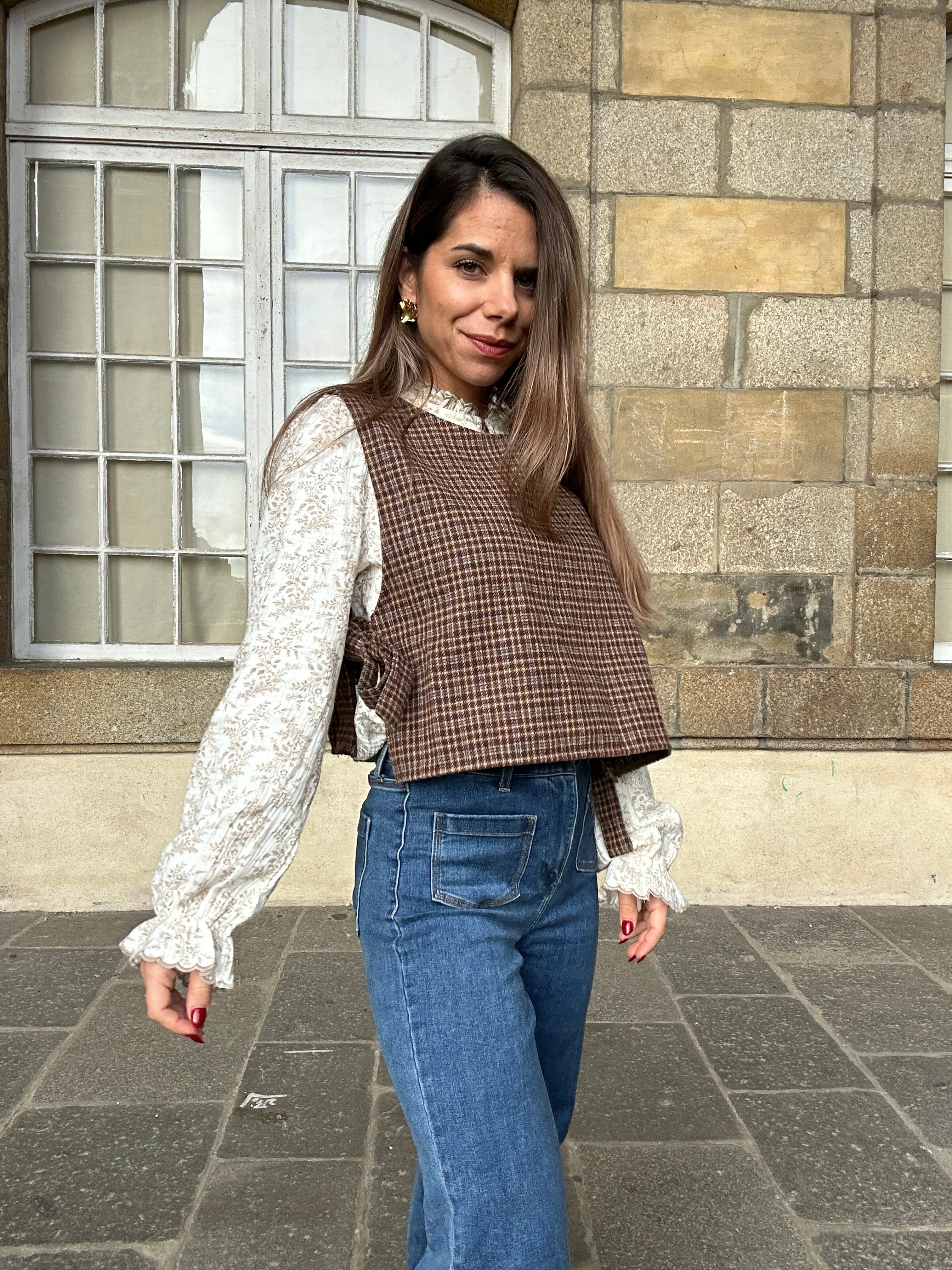 Pull Fin Sans Manche Avec Nœuds À Carreaux Armance - Image 10