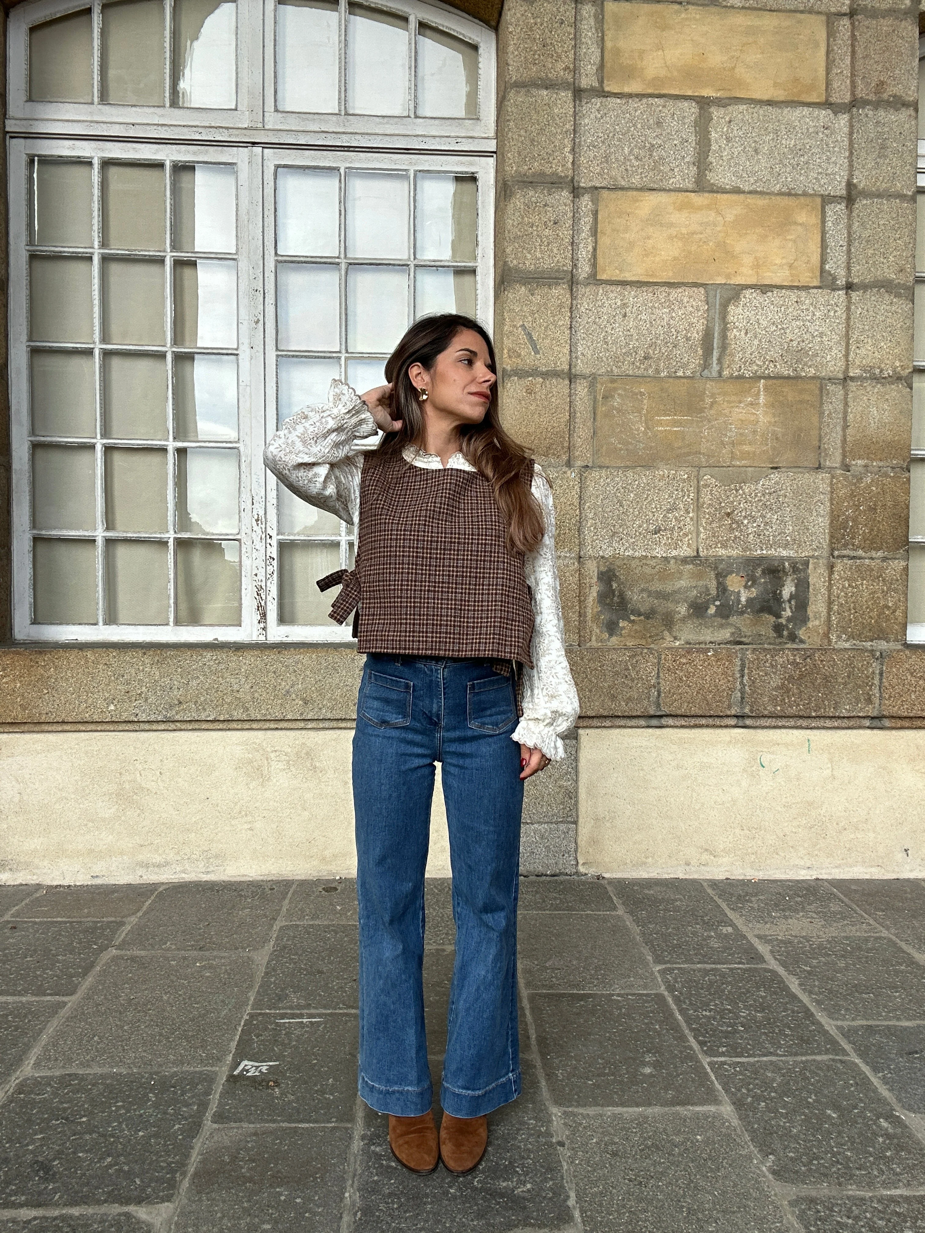 Pull Fin Sans Manche Avec Nœuds À Carreaux Armance - Image 11