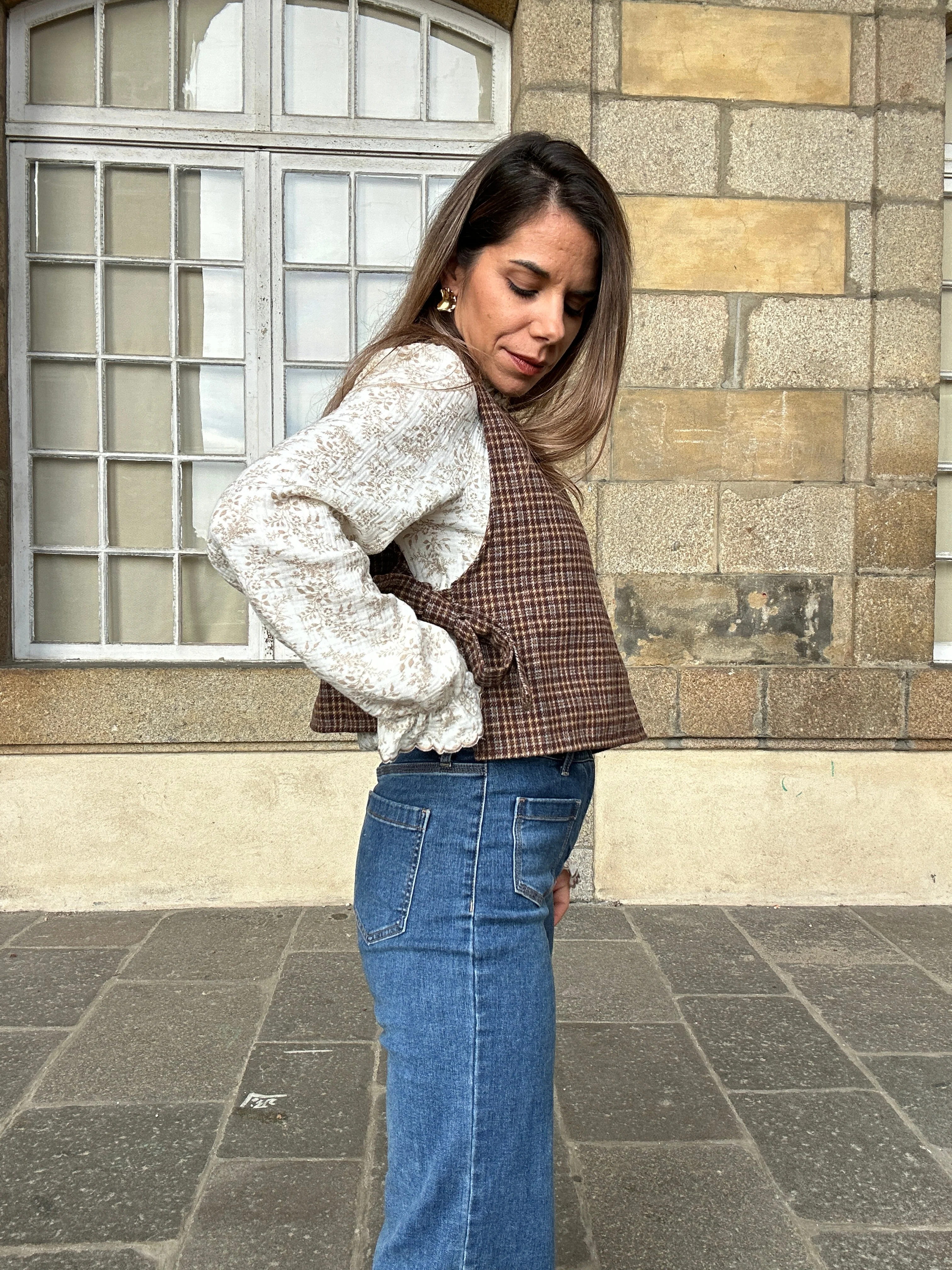 Pull Fin Sans Manche Avec Nœuds À Carreaux Armance - Image 3