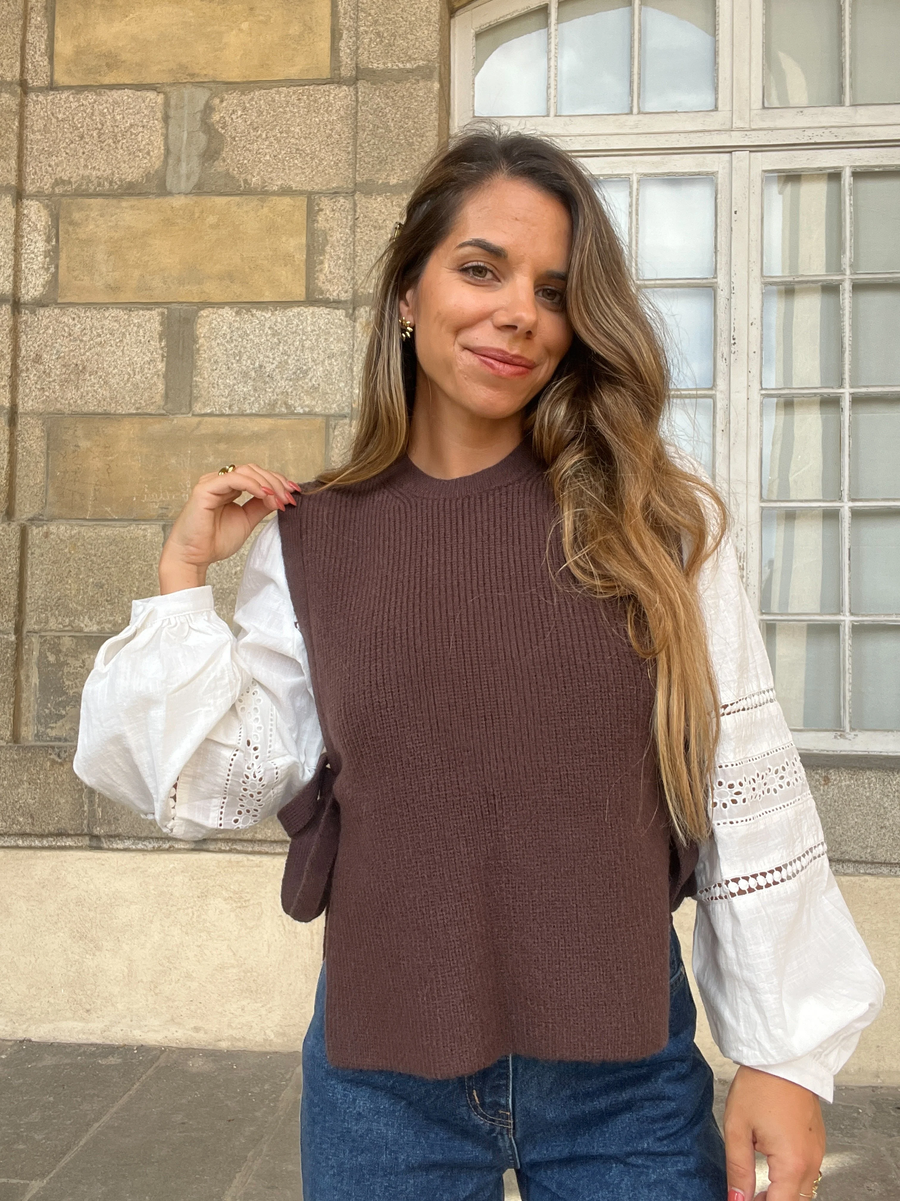 Pull Sans Manches À Noeuds Marron Valentine - Image 7