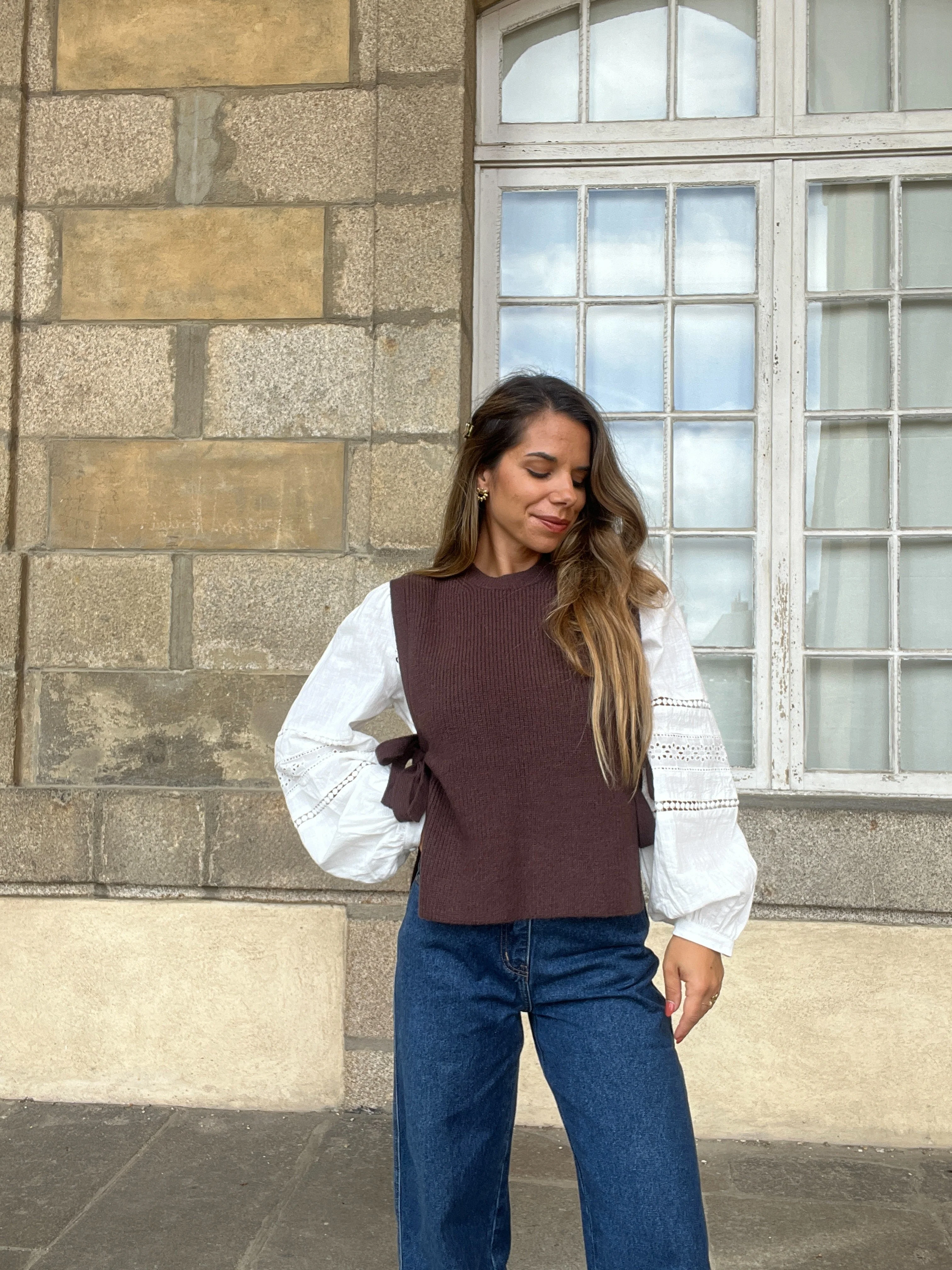 Pull Sans Manches À Noeuds Marron Valentine - Image 8