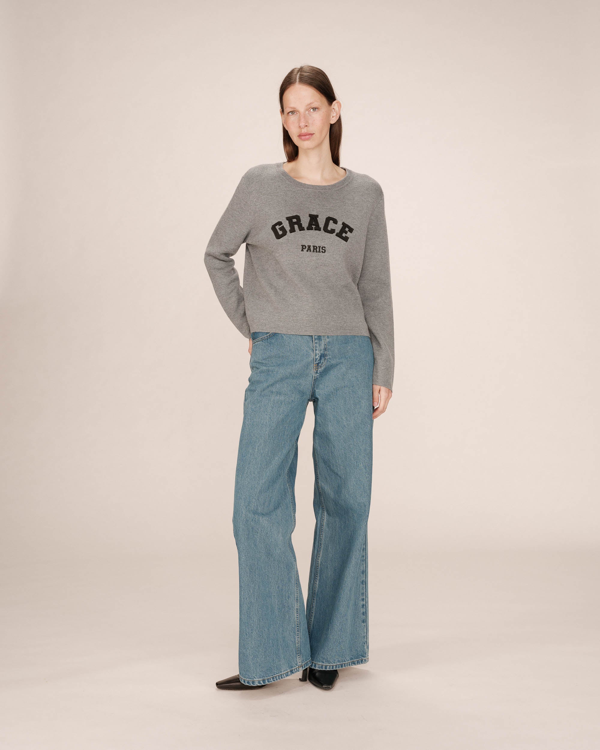 Pull Universitaire Gris Sardaigne - Image 3