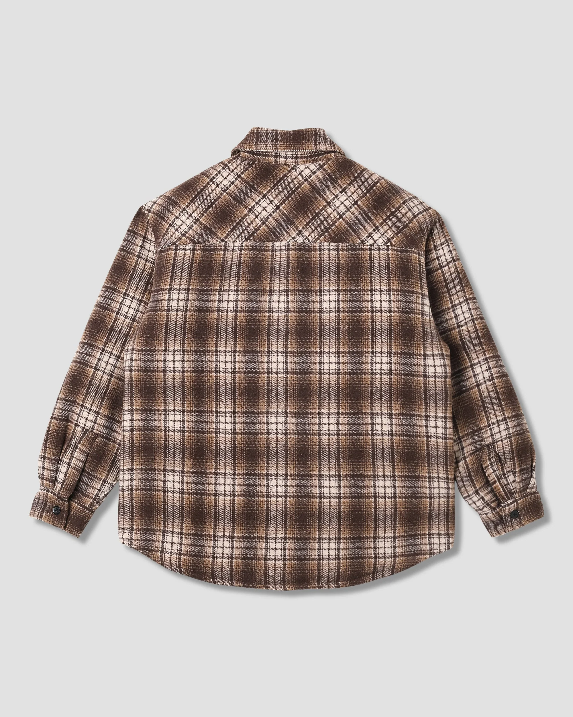 Quilted Plaid Overshirt - Brown - Image 3