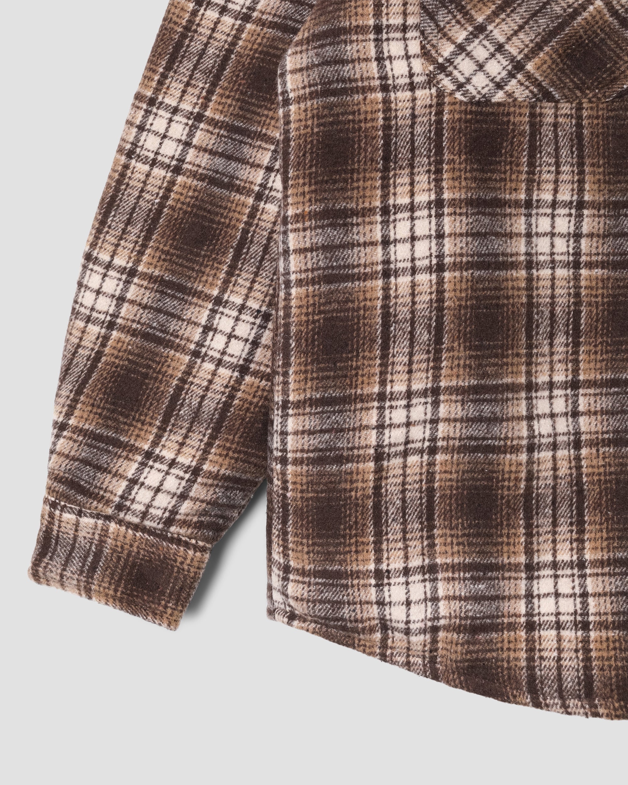 Quilted Plaid Overshirt - Brown - Image 5