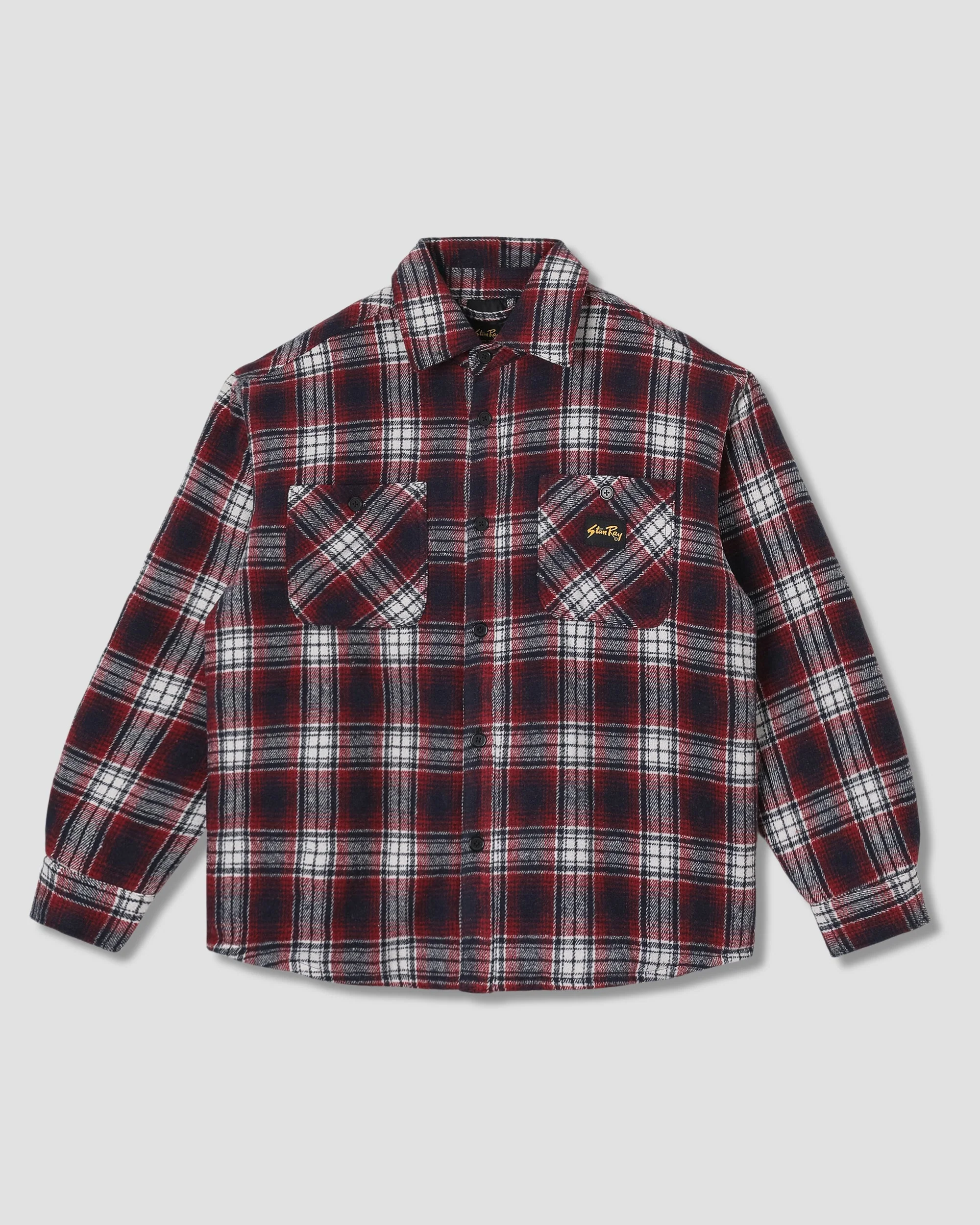 Quilted Plaid Overshirt - Red - Image 2