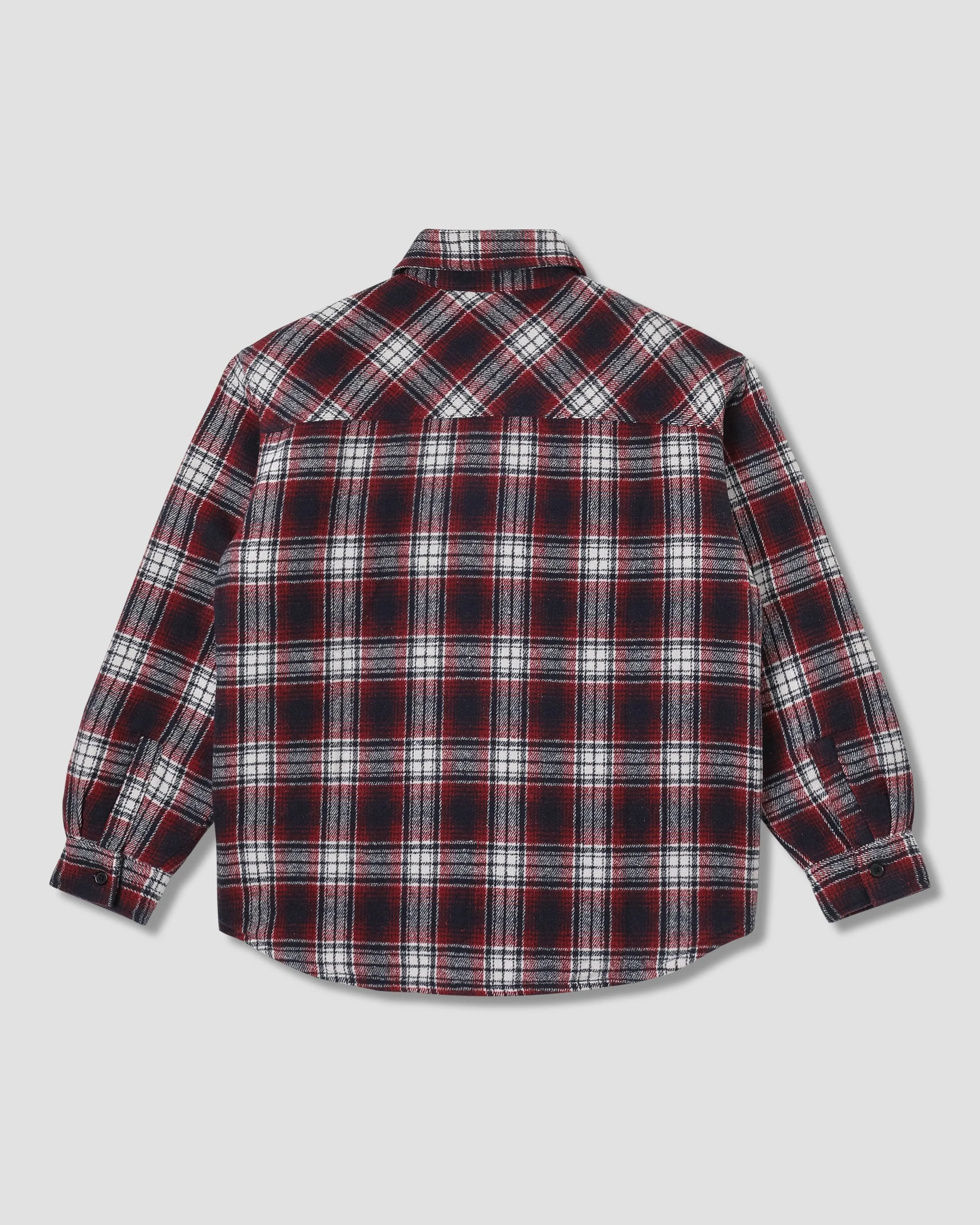Quilted Plaid Overshirt - Red - Image 3