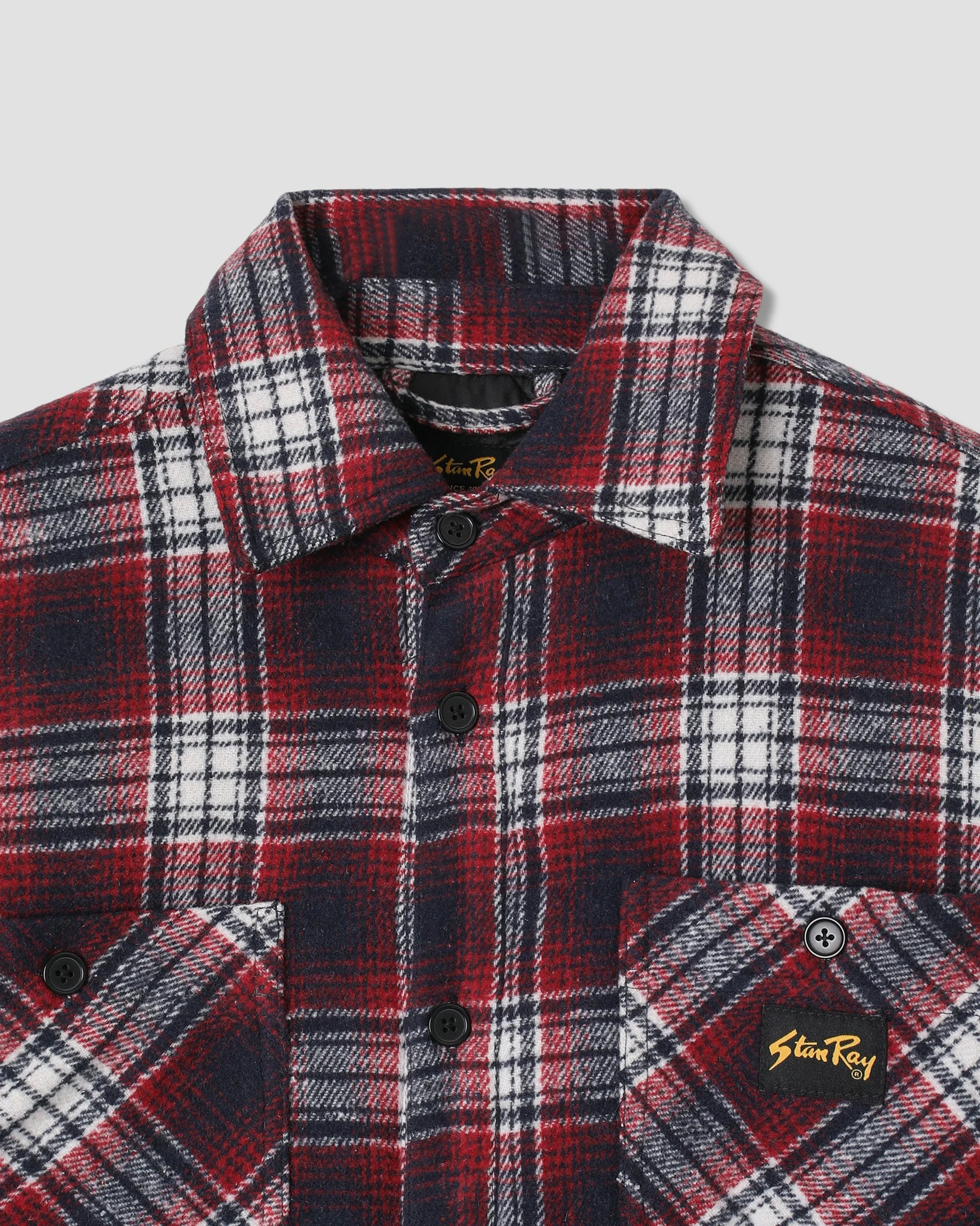 Quilted Plaid Overshirt - Red - Image 4