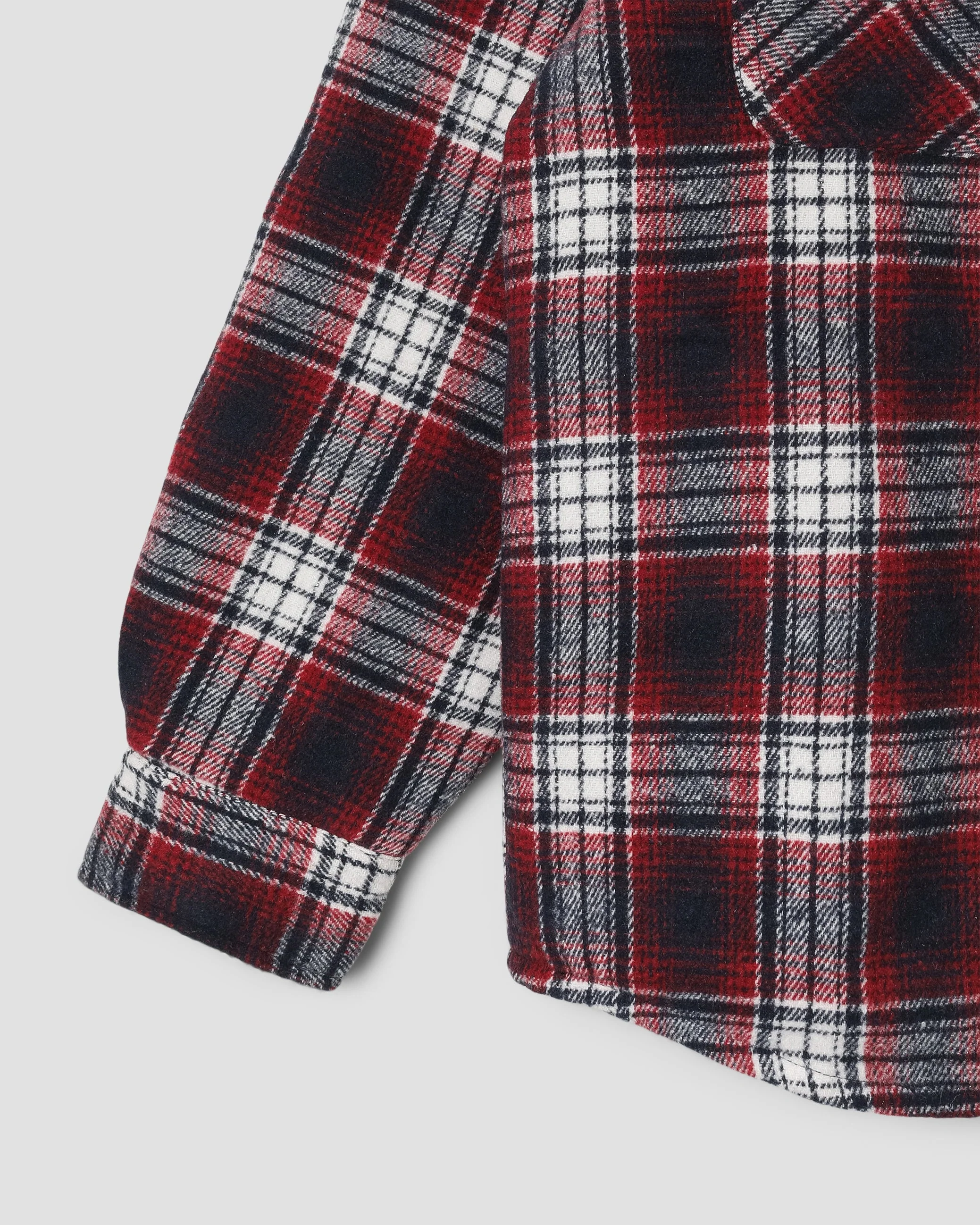 Quilted Plaid Overshirt - Red - Image 5