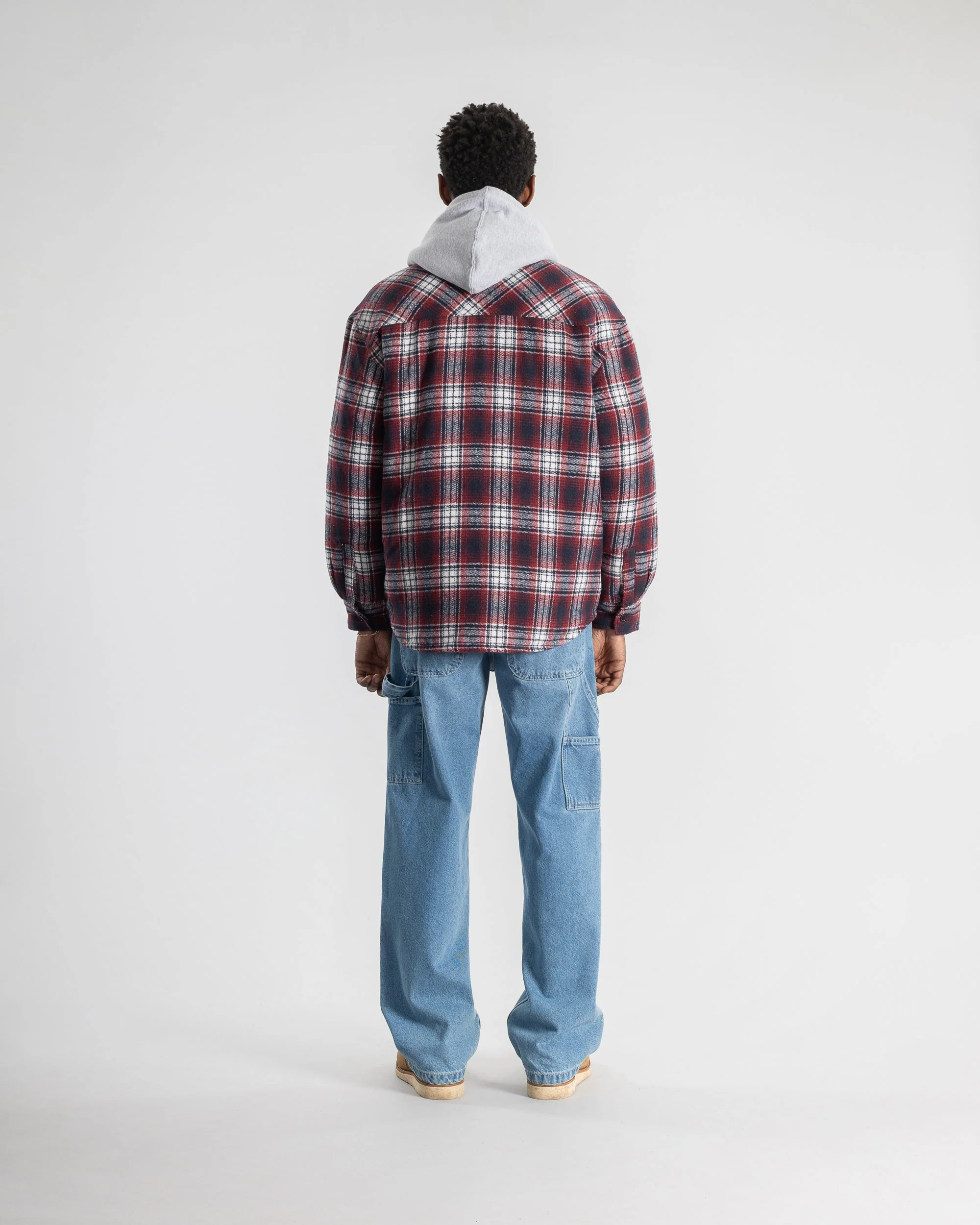 Quilted Plaid Overshirt - Red - Image 7