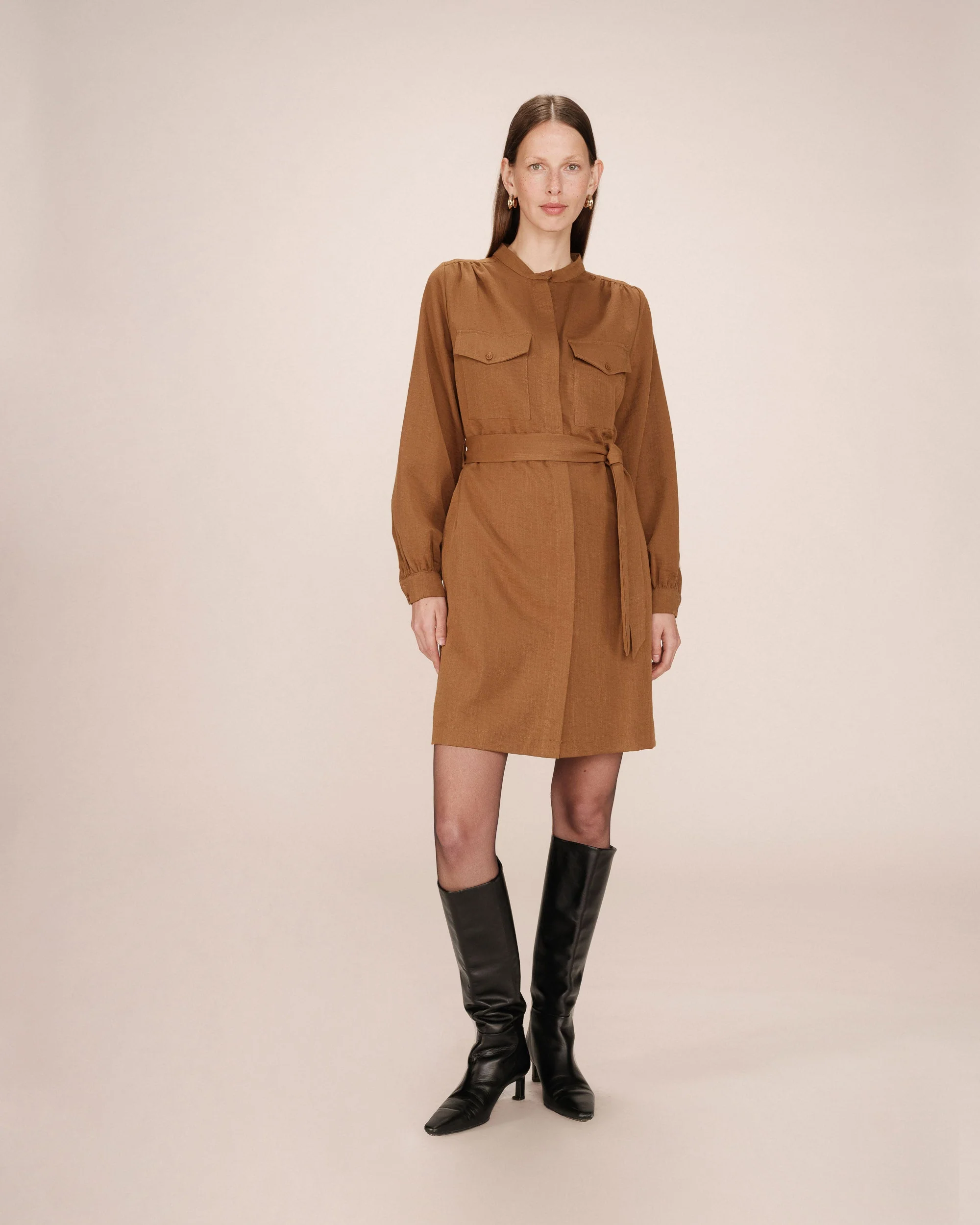 Robe Chemise Courte Kaki Serbia - Image 3