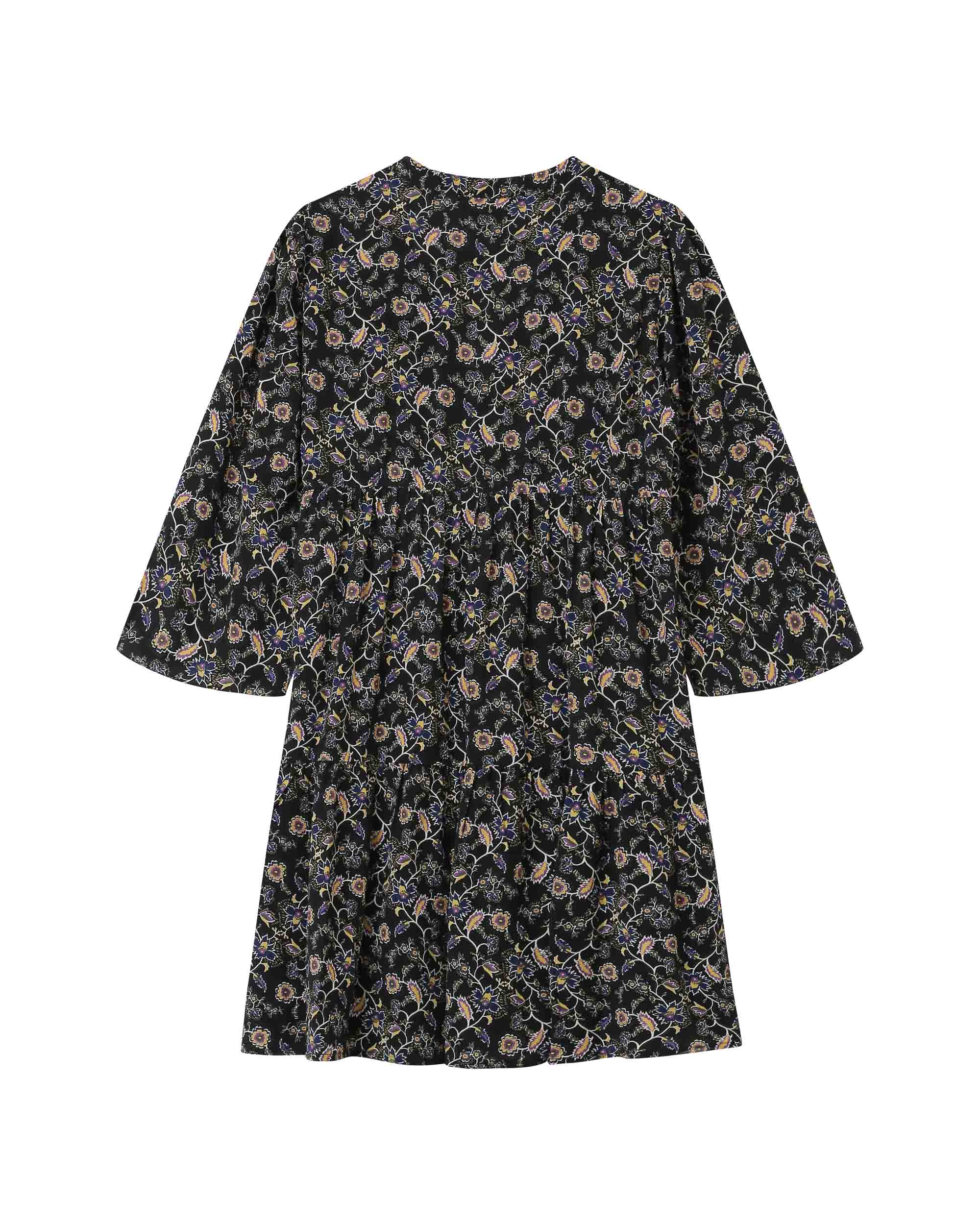 Robe Courte A Fleurs Noir Sirius - Image 7