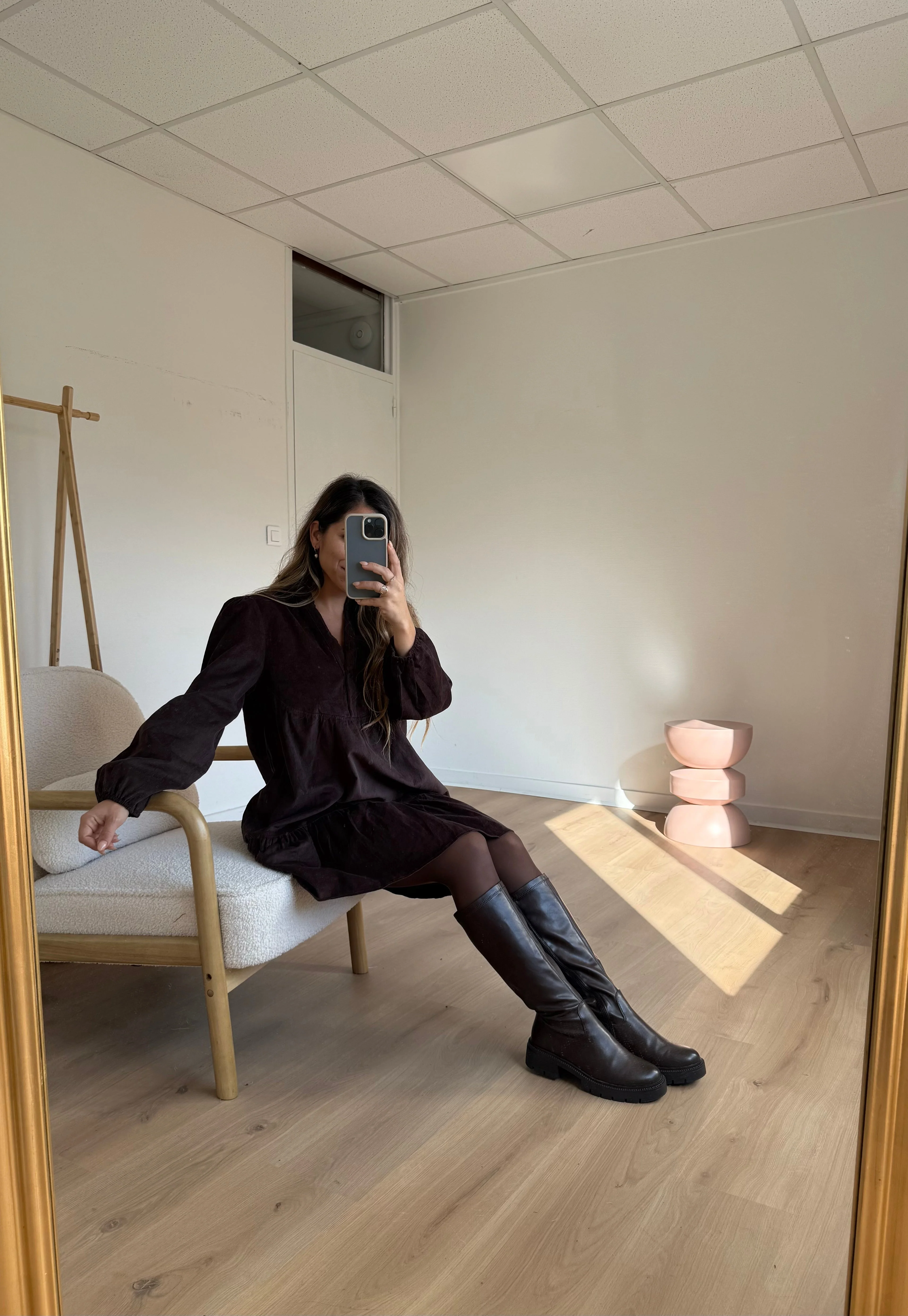 Robe En Velours Hortense Chocolat - Image 3