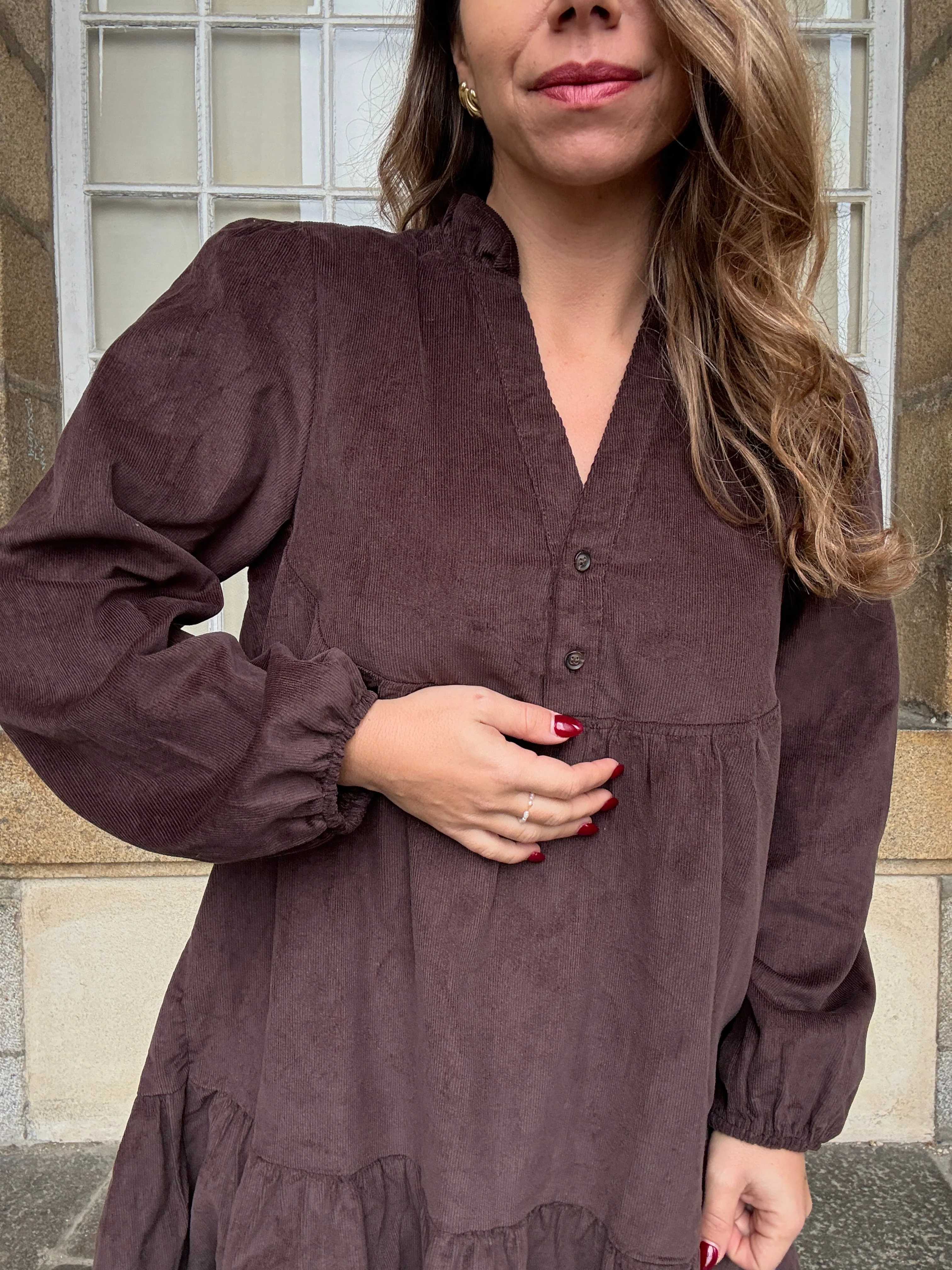 Robe En Velours Hortense Chocolat - Image 4