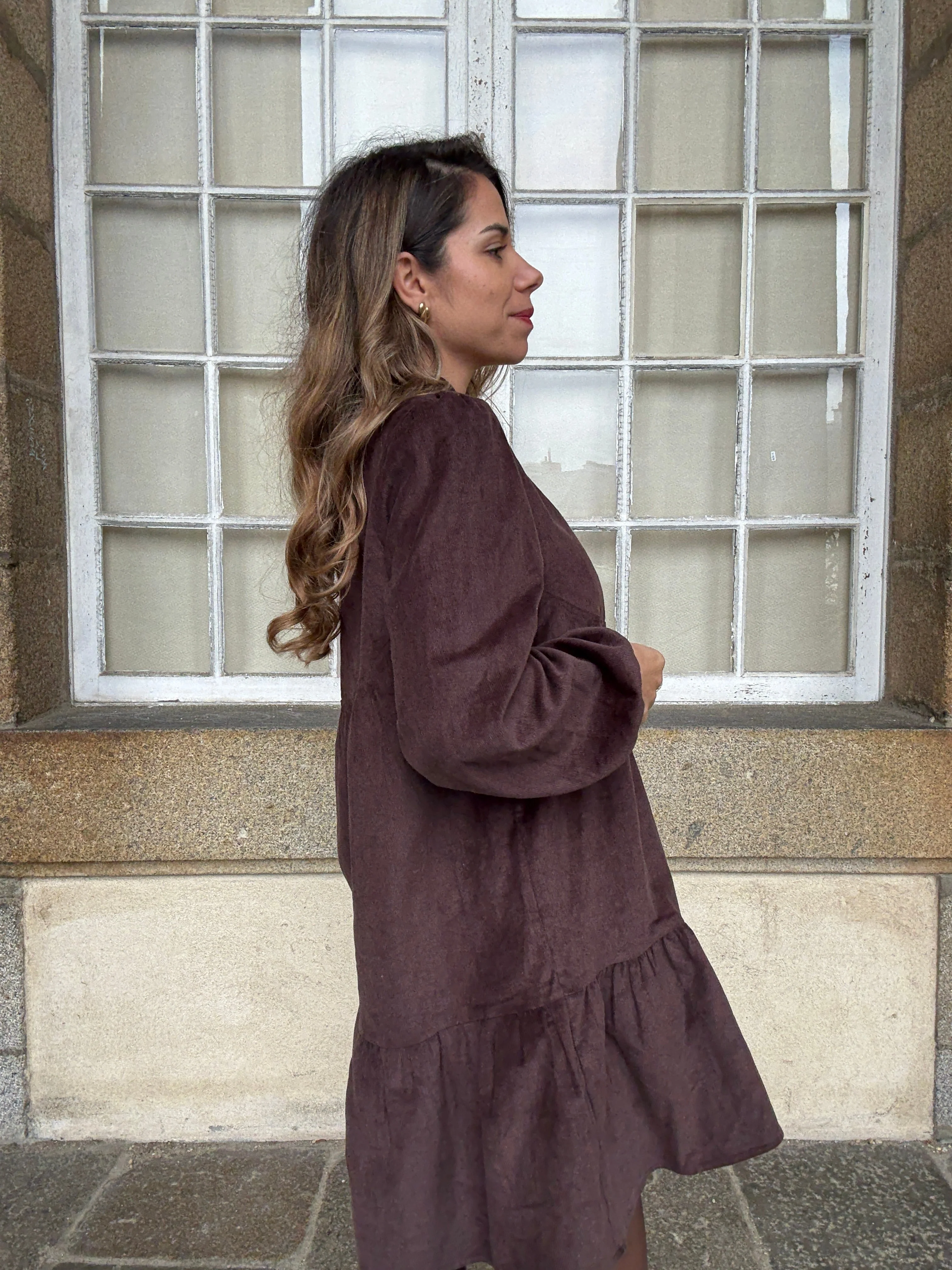 Robe En Velours Hortense Chocolat - Image 6