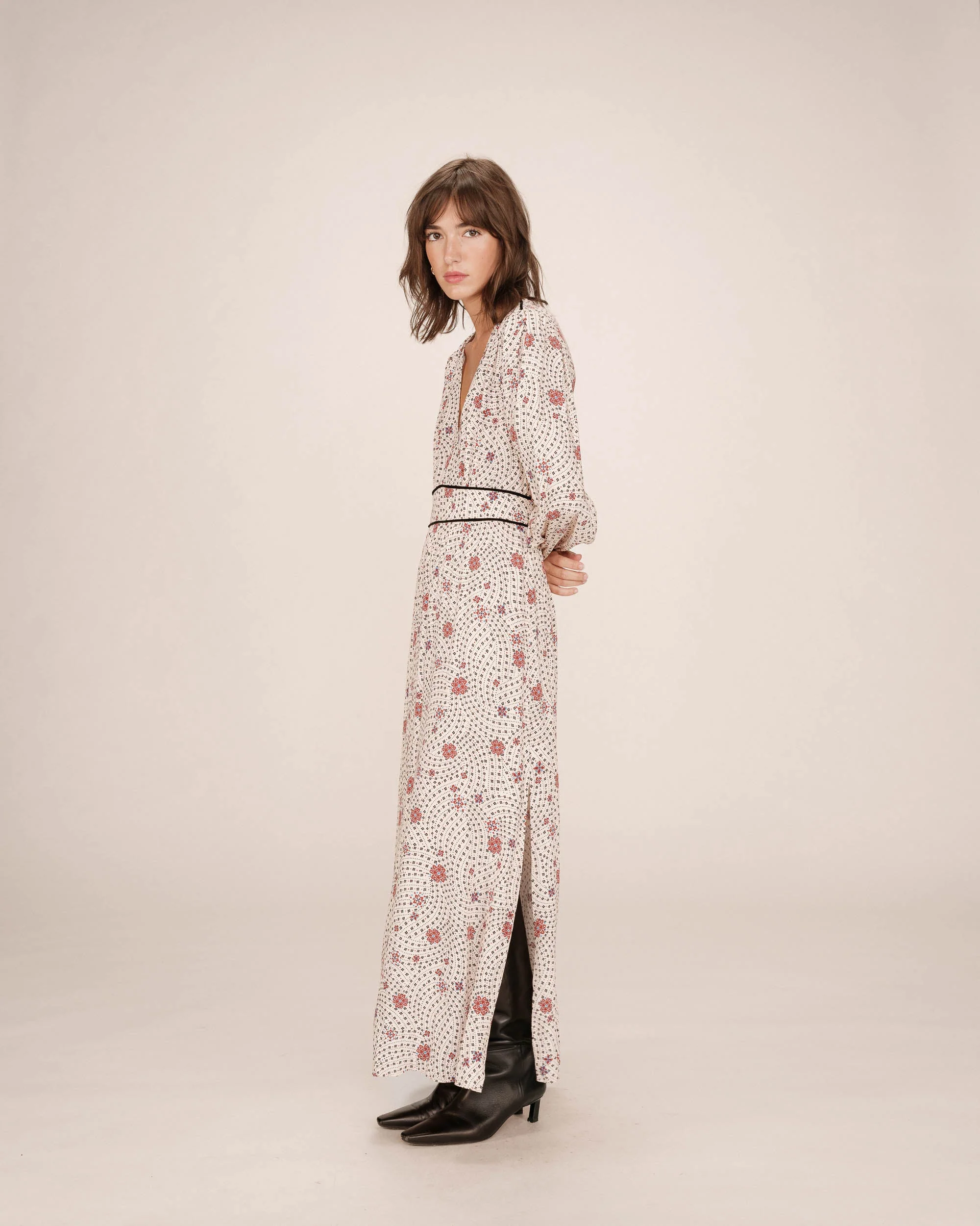 Robe Longue A Fleurs Ecru Sensible - Image 3