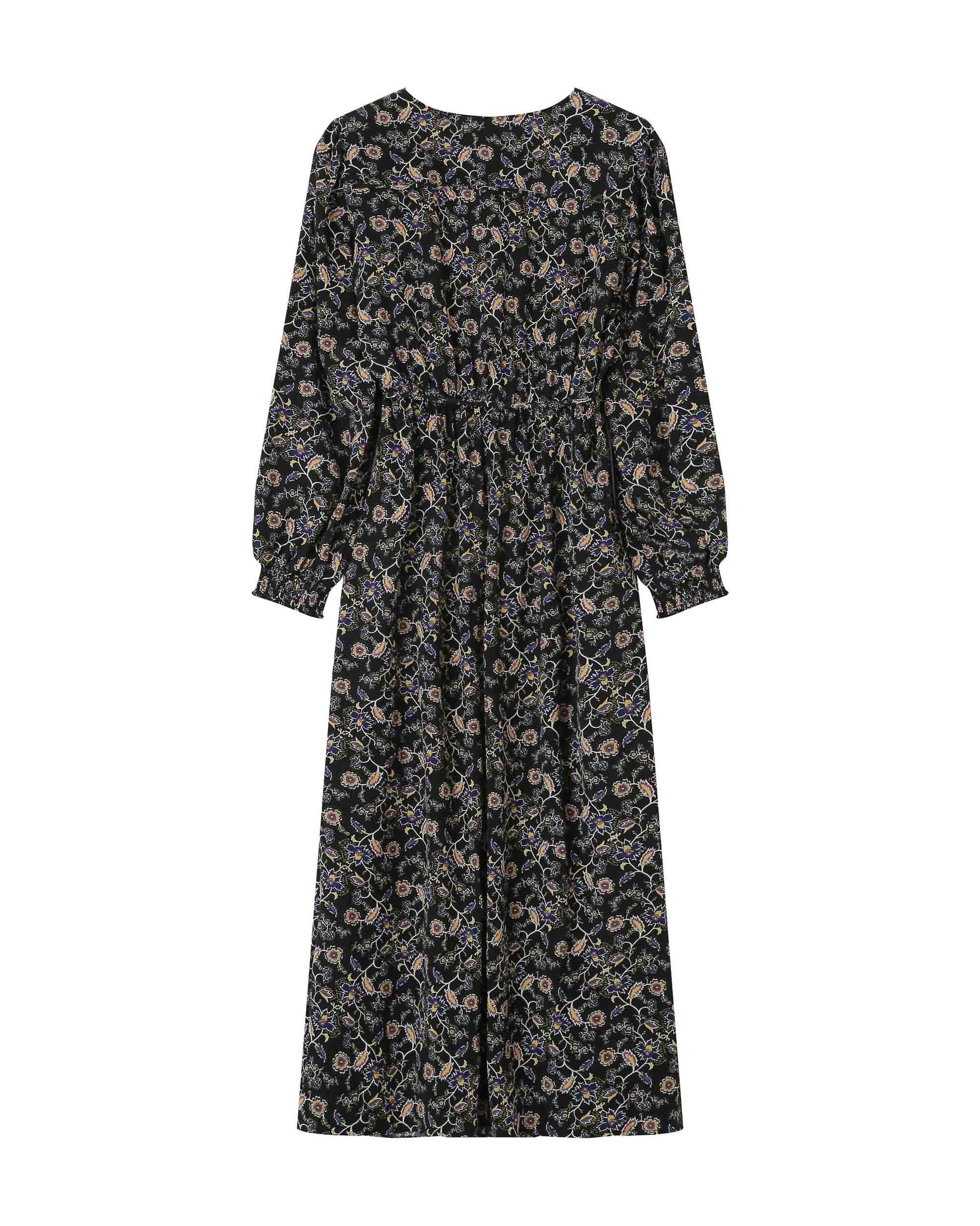 Robe Longue A Fleurs Noir Superbe - Image 8