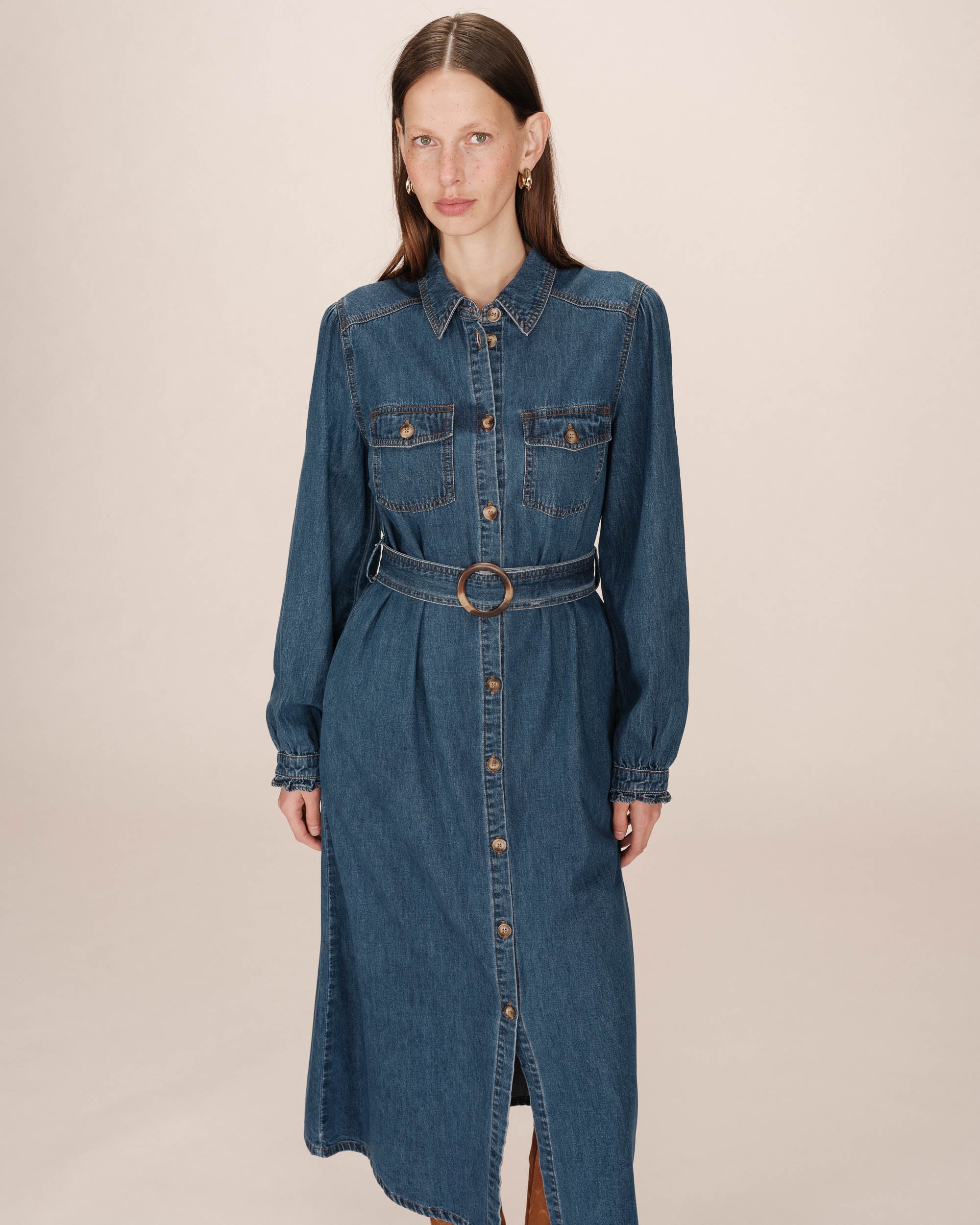 Robe Longue Chemise Medium Blue Shanie - Image 2