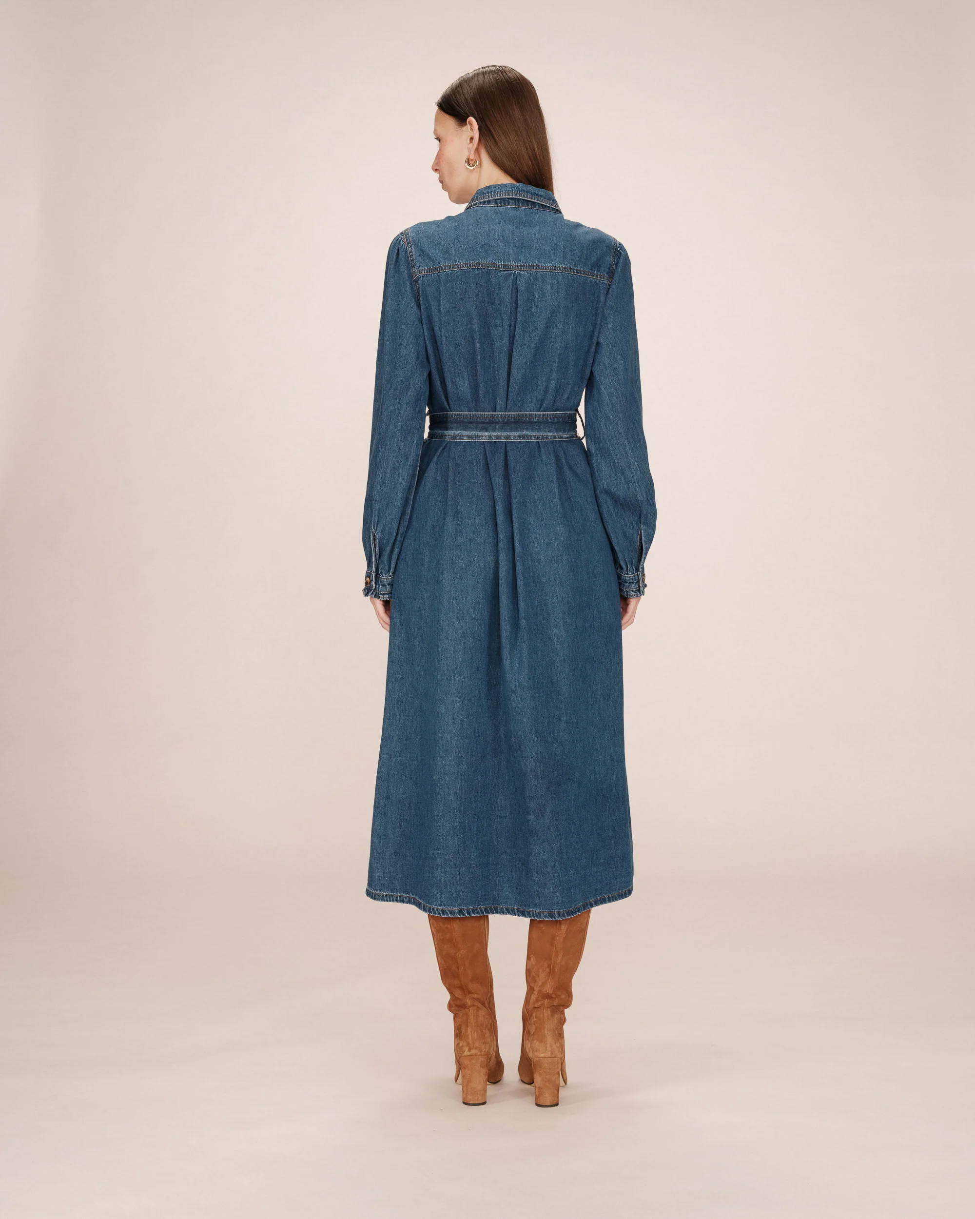 Robe Longue Chemise Medium Blue Shanie - Image 5
