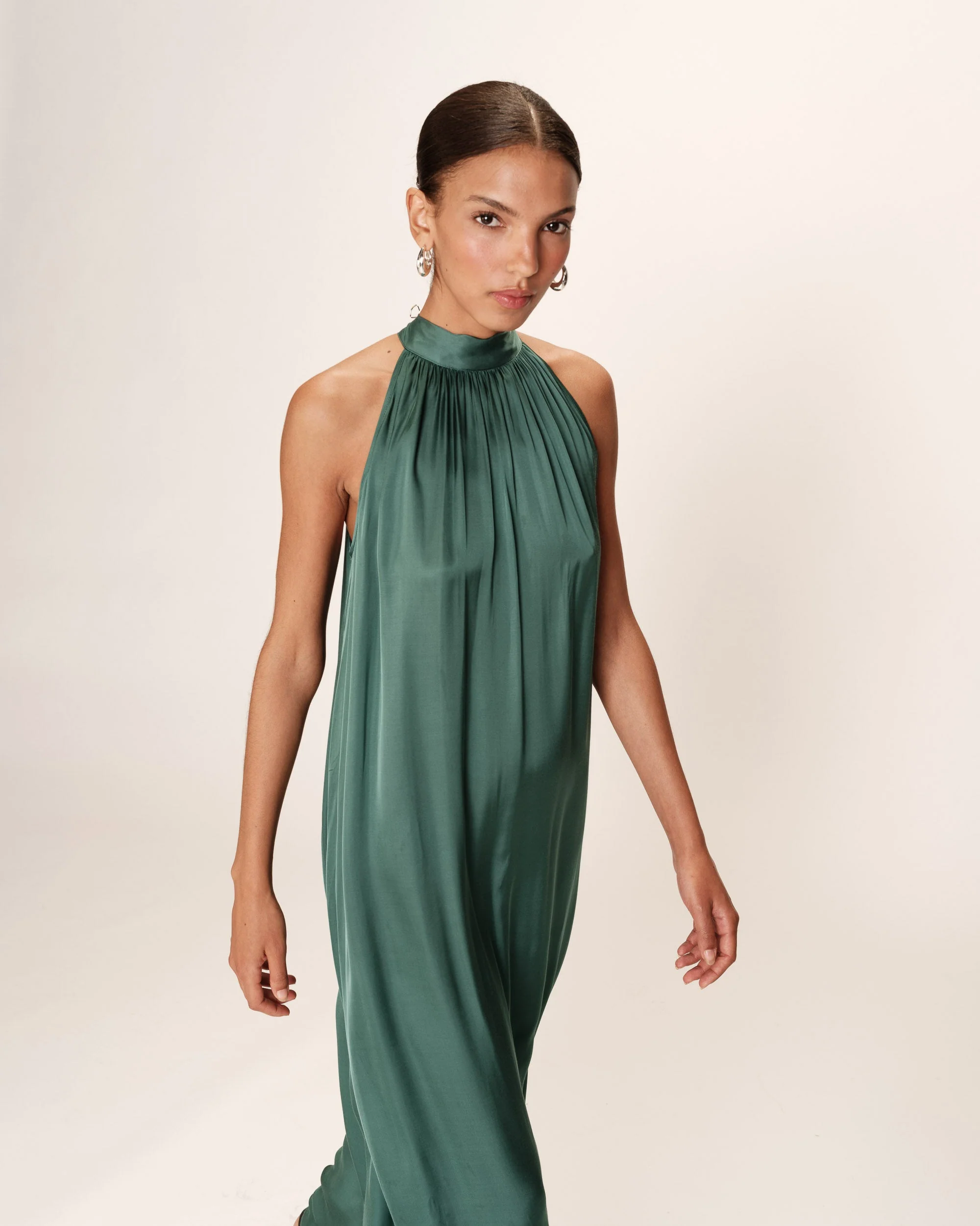 Robe Mi-Longue Rose - Emeraude - Image 2