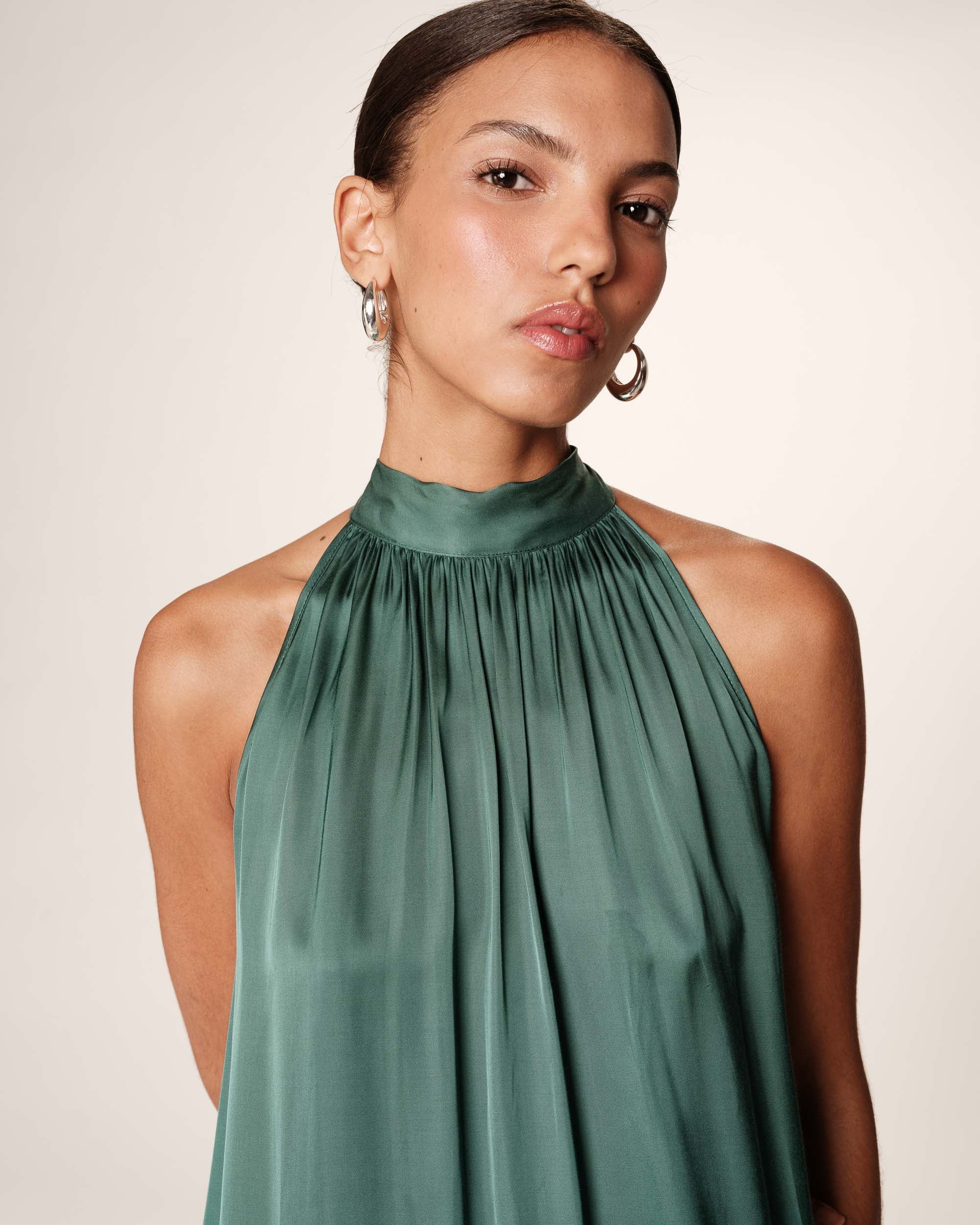 Robe Mi-Longue Rose - Emeraude - Image 3