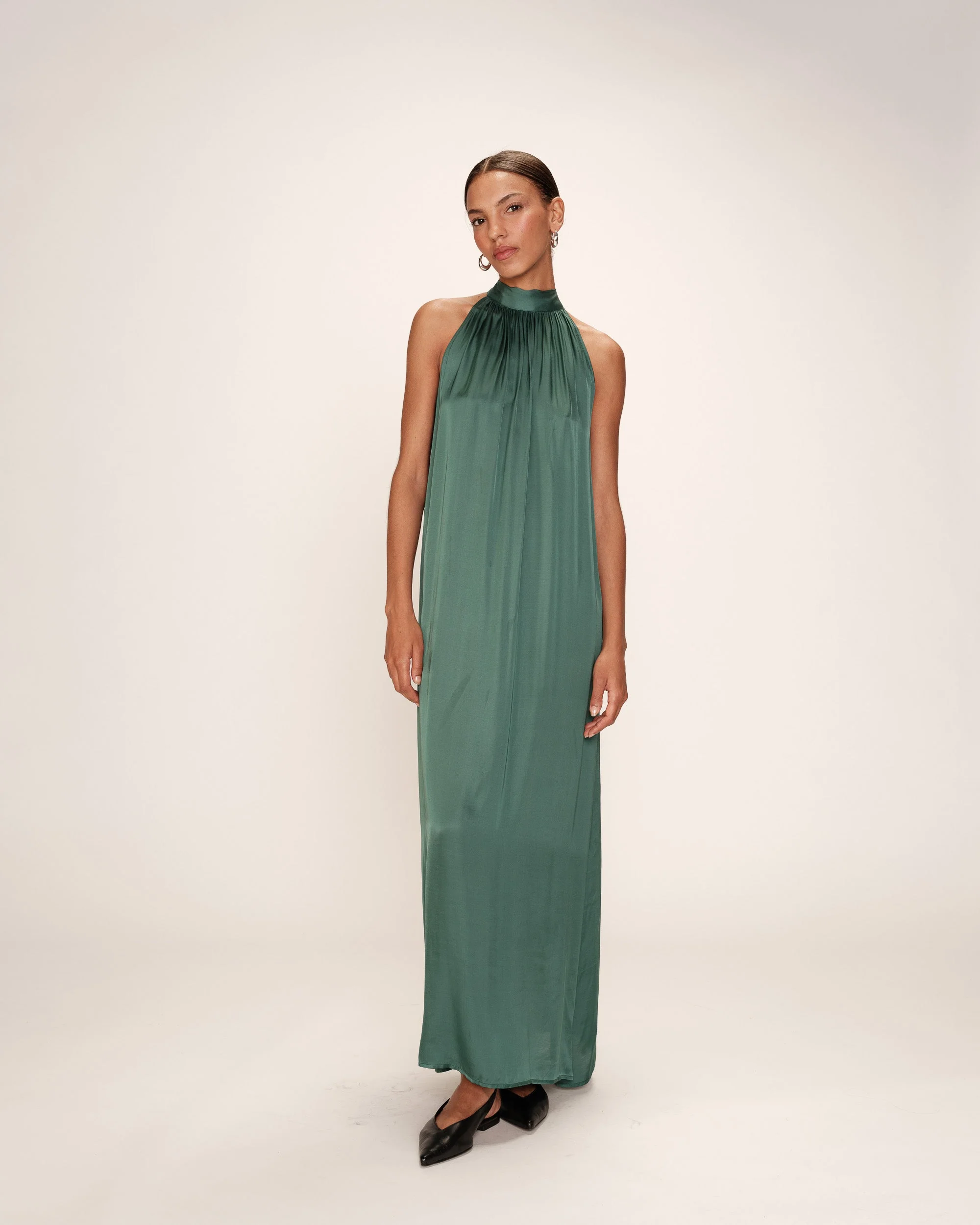 Robe Mi-Longue Rose - Emeraude - Image 4