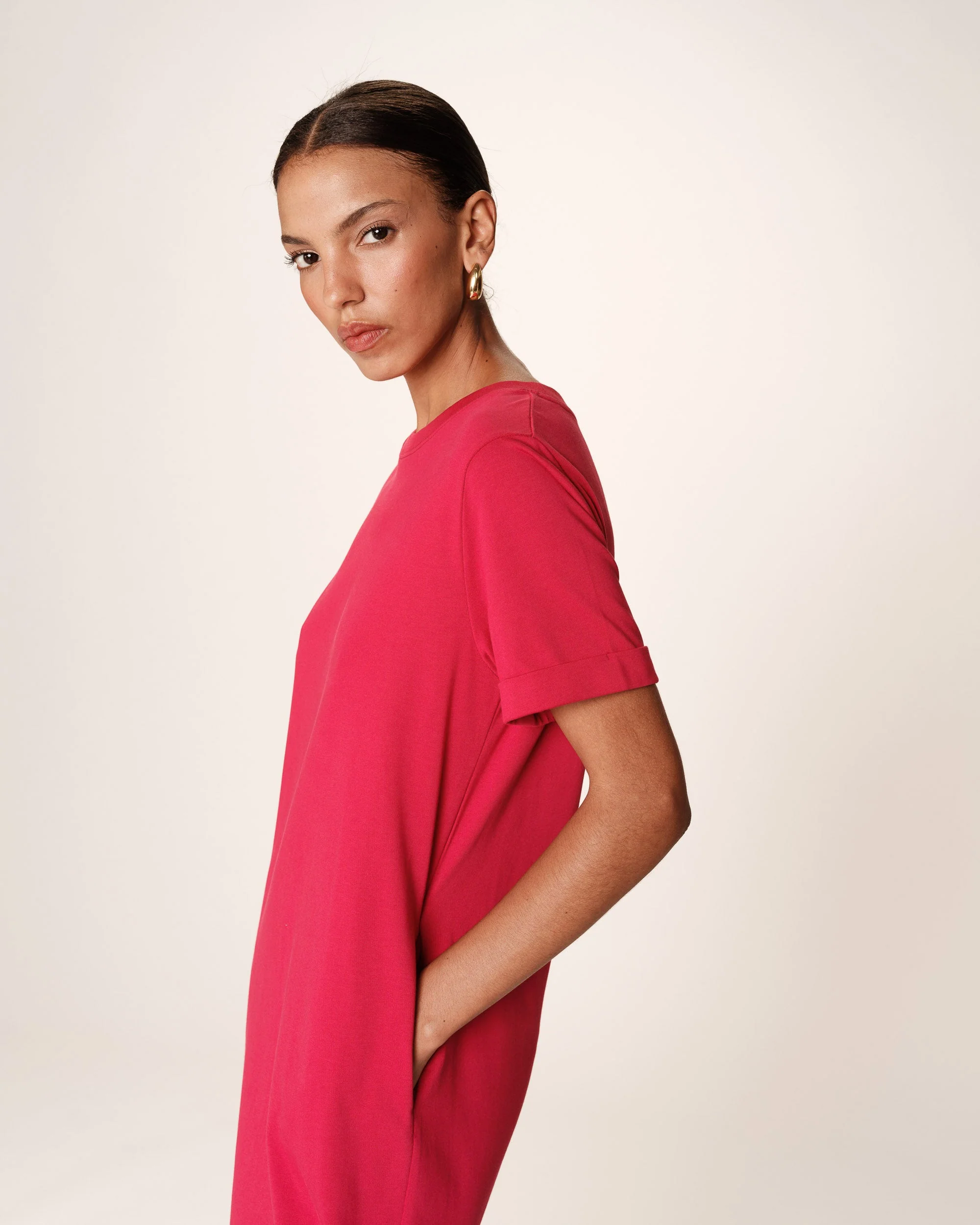 Robe Mi-Longue Rosalie - Cerise - Image 2