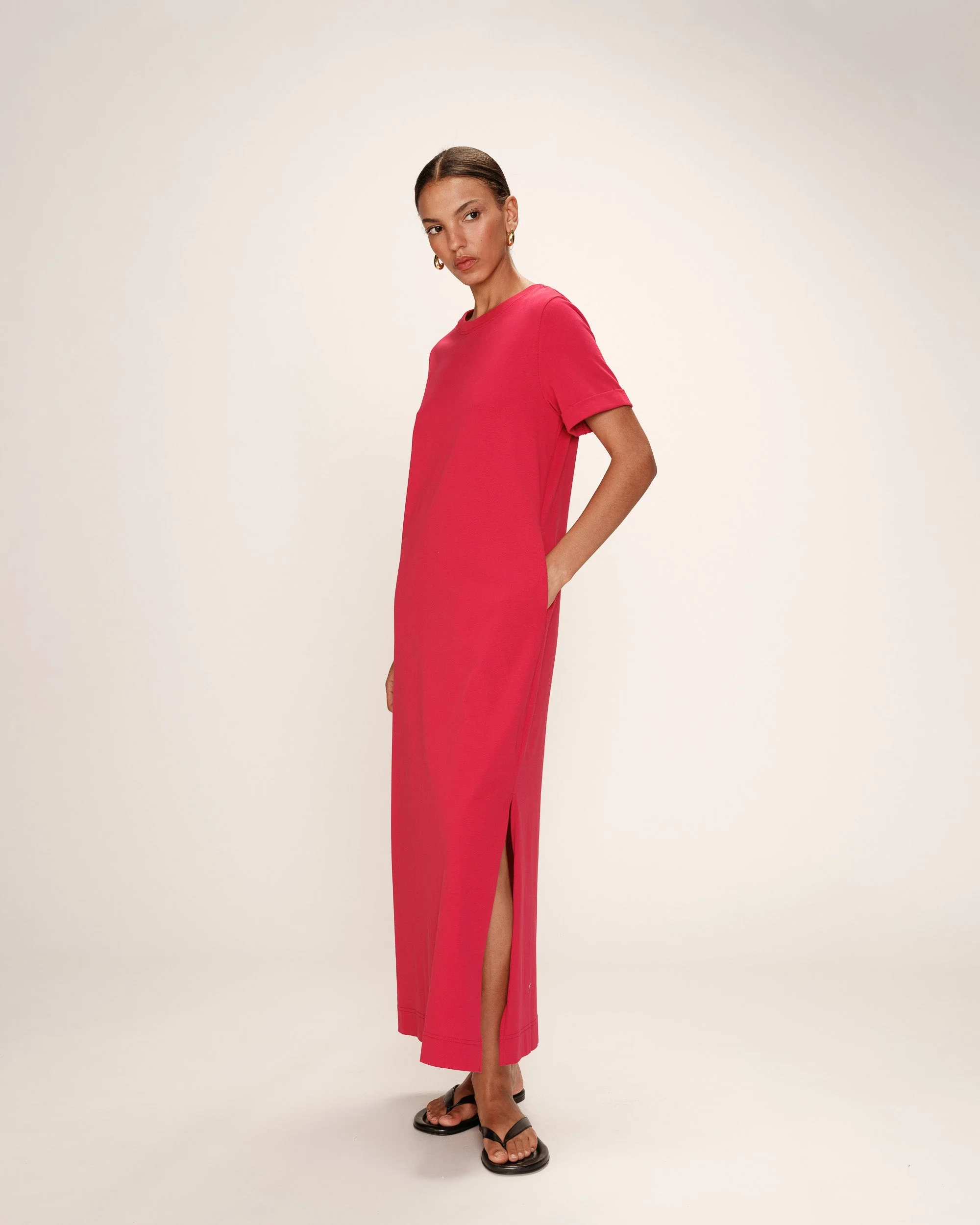Robe Mi-Longue Rosalie - Cerise - Image 3