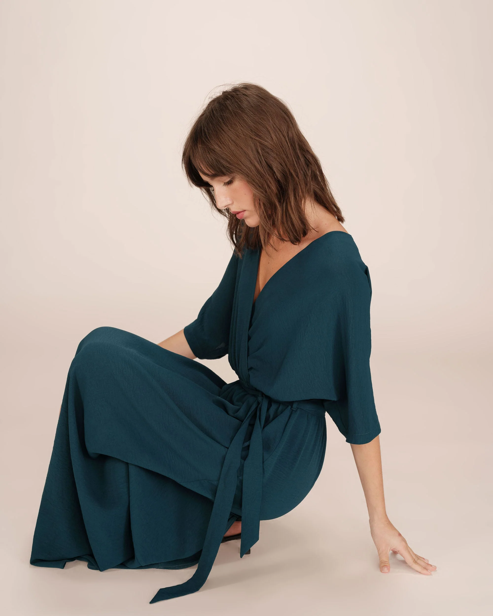 Robe Longue Portefeuille Emeraude Maud - Image 3