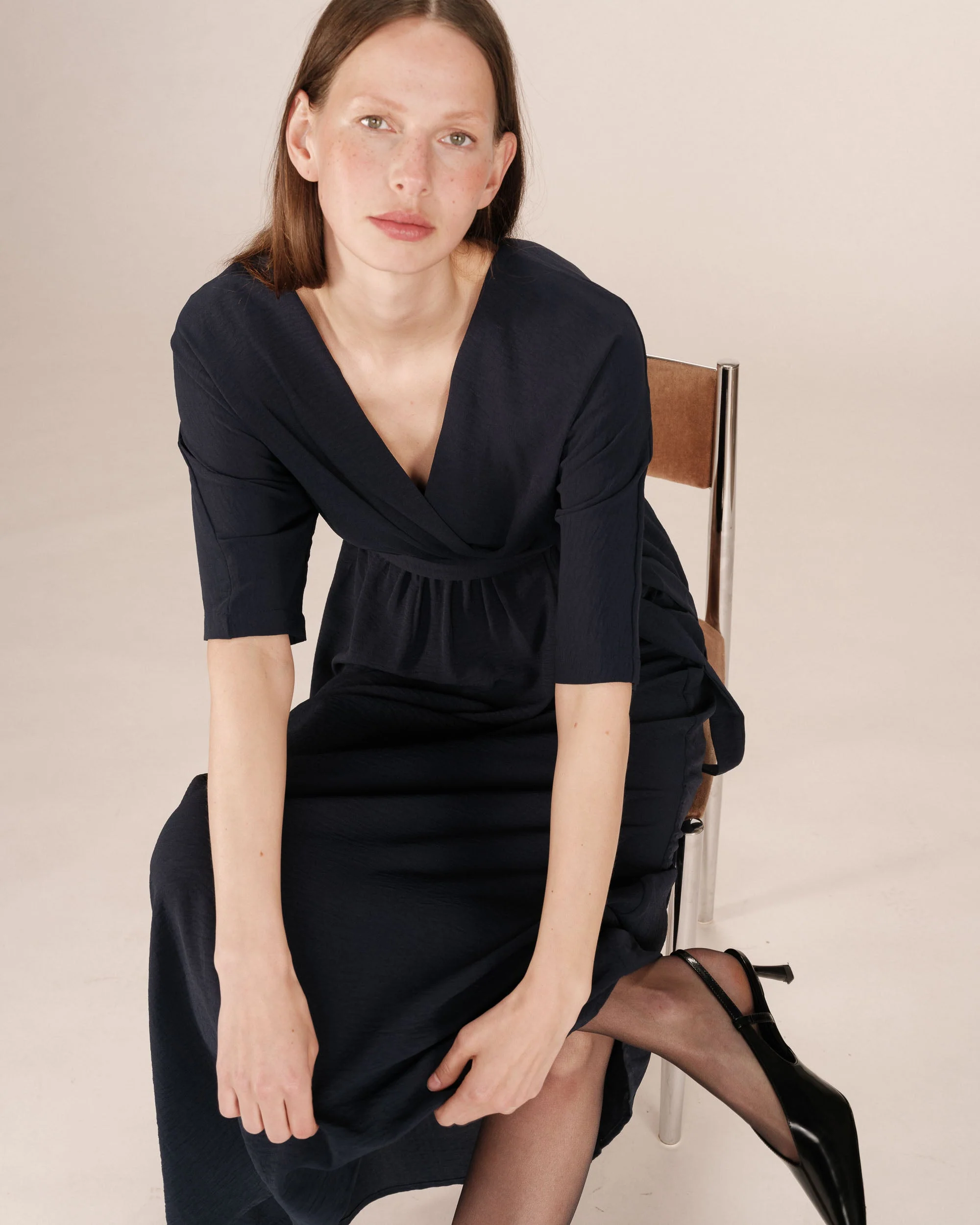 Robe Longue Portefeuille Marine Maud - Image 3