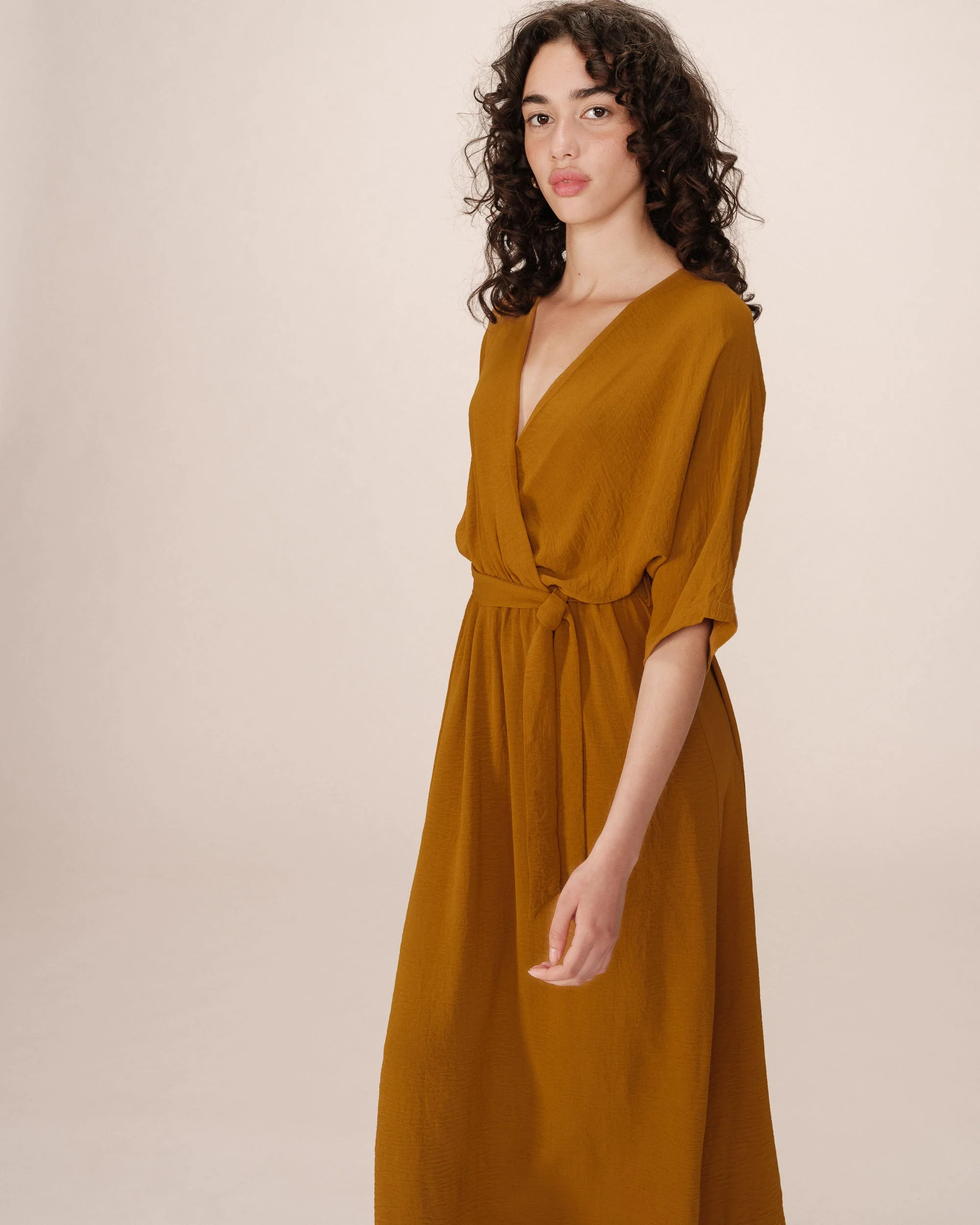 Robe Longue Portefeuille Ocre Maud - Image 2