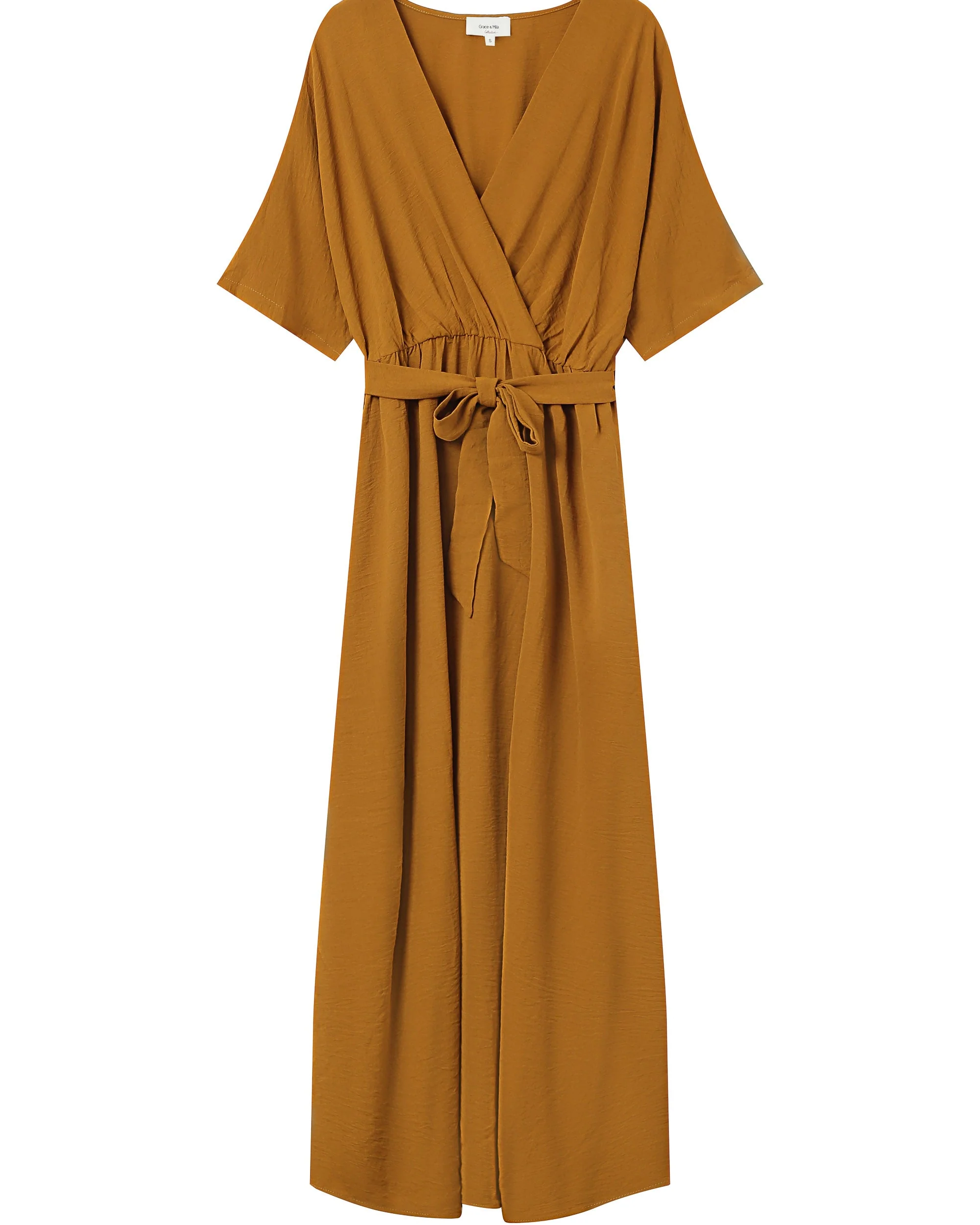 Robe Longue Portefeuille Ocre Maud - Image 5