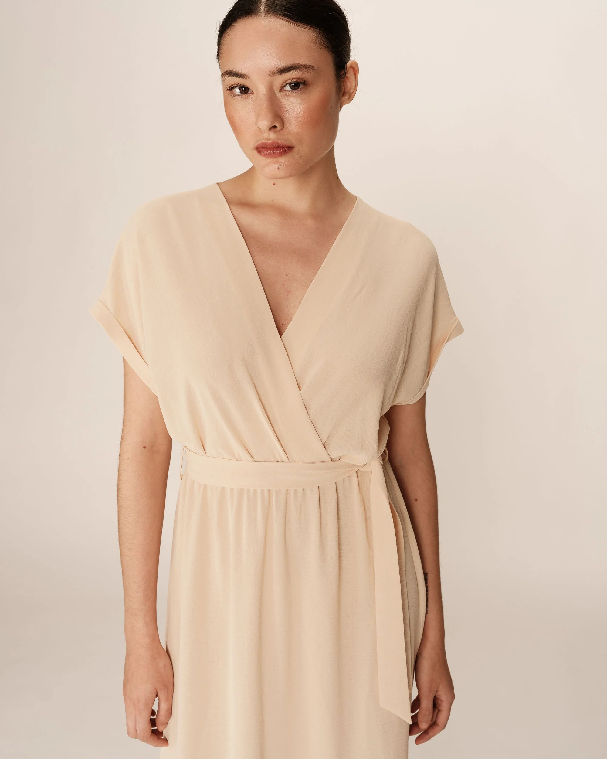 Robe Longue Papillon - Beige - Image 3