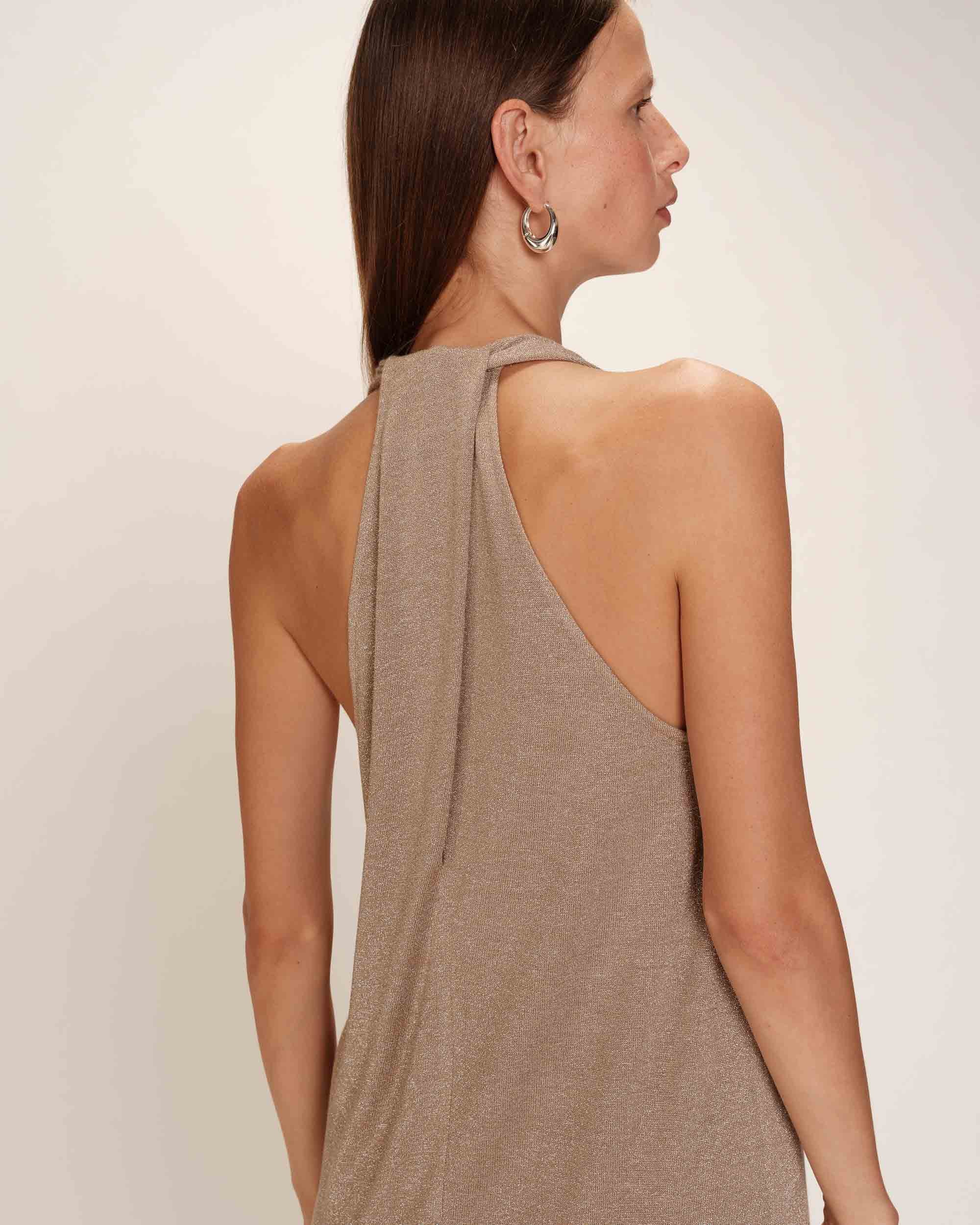 Robe Mi-Longue Rani - Taupe - Image 3