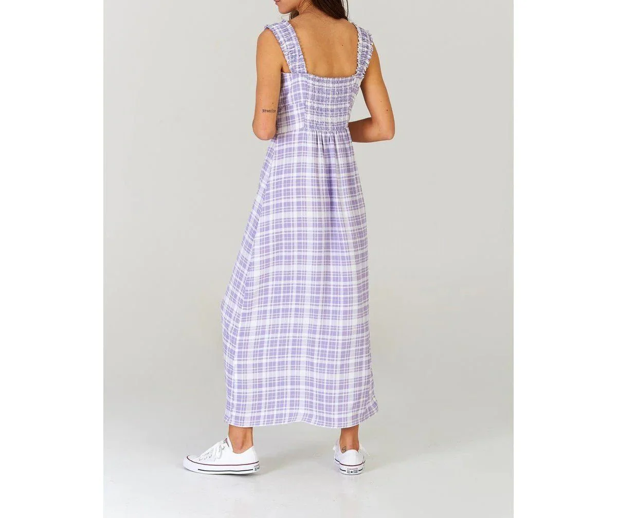 Robe Midi Carreaux Lavande - Lila - Image 2