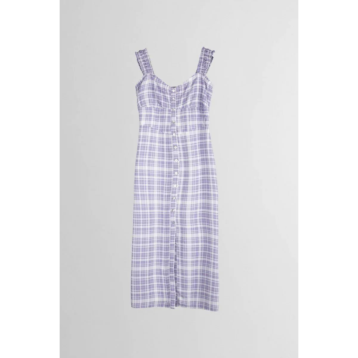 Robe Midi Carreaux Lavande - Lila - Image 4