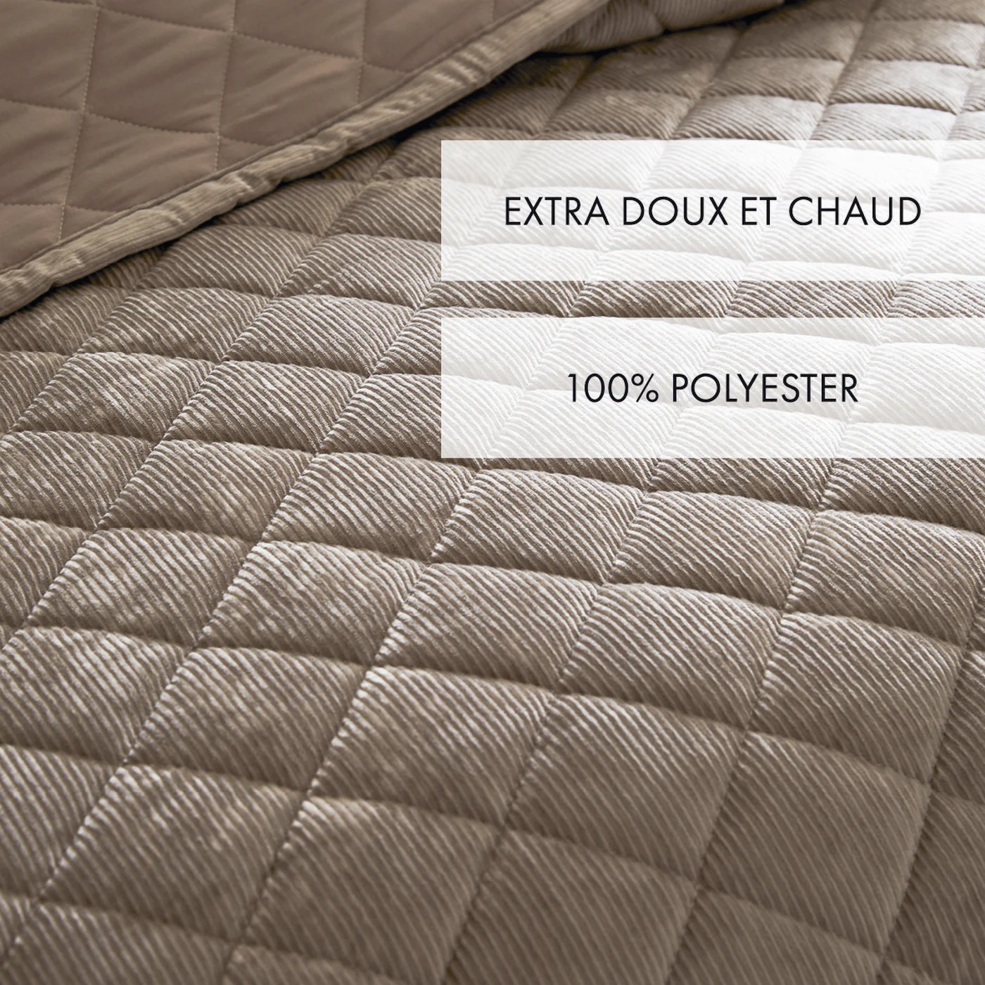 Couvre-Lit Corduroy - Taupe - Diamond - Image 2