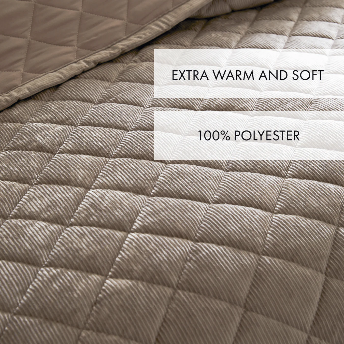Couvre-Lit Corduroy - Taupe - Diamond - Image 3