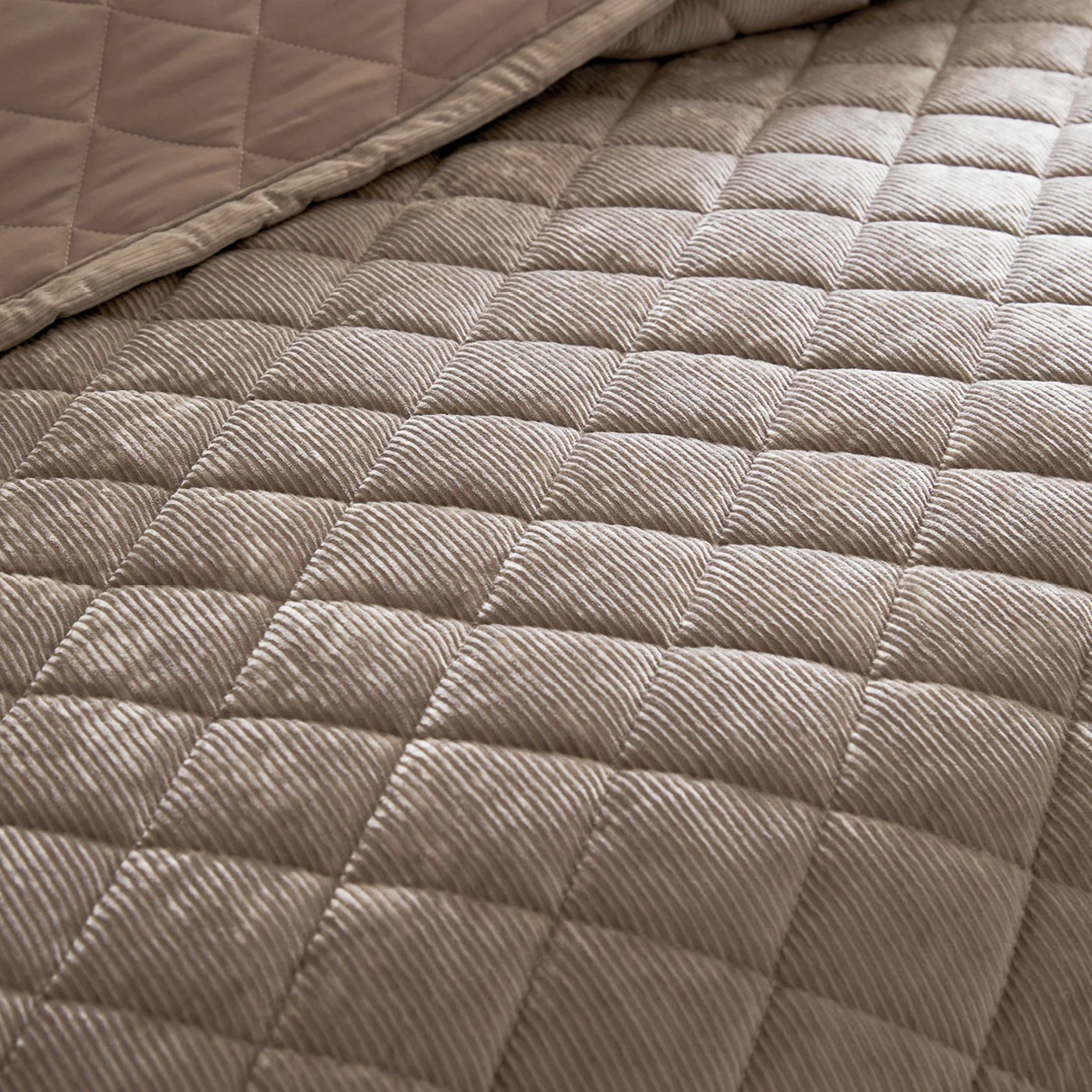 Couvre-Lit Corduroy - Taupe - Diamond - Image 4