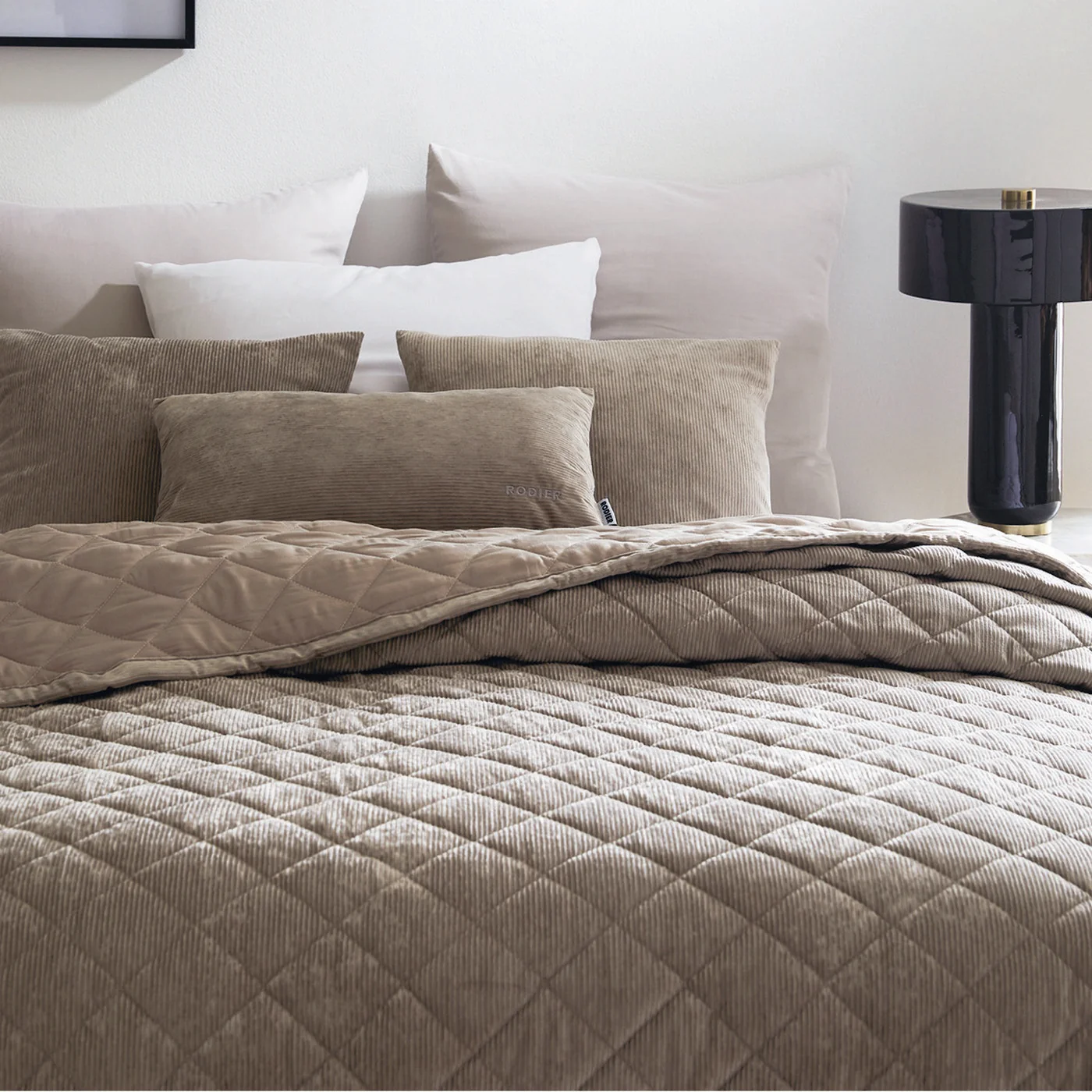 Couvre-Lit Corduroy - Taupe - Diamond - Image 5