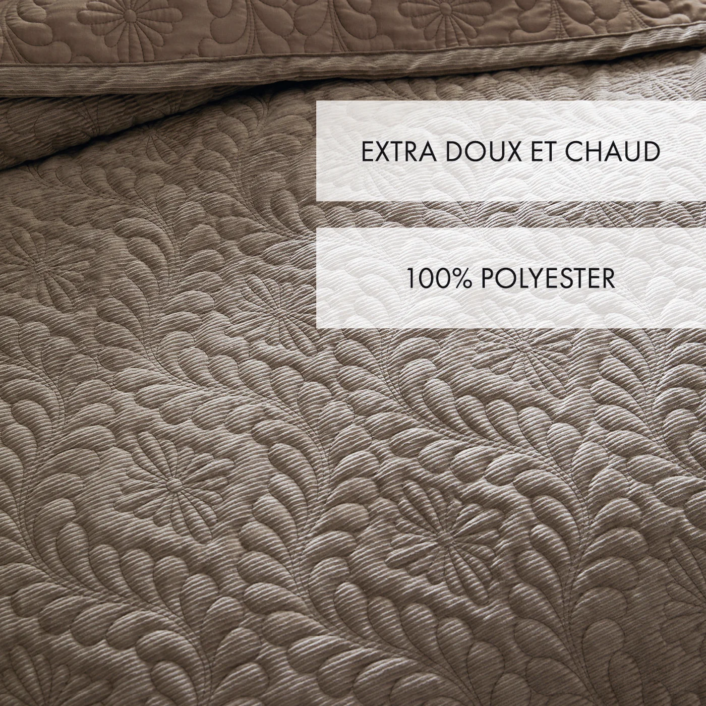 Couvre-Lit Corduroy - Taupe - Flower - Image 3