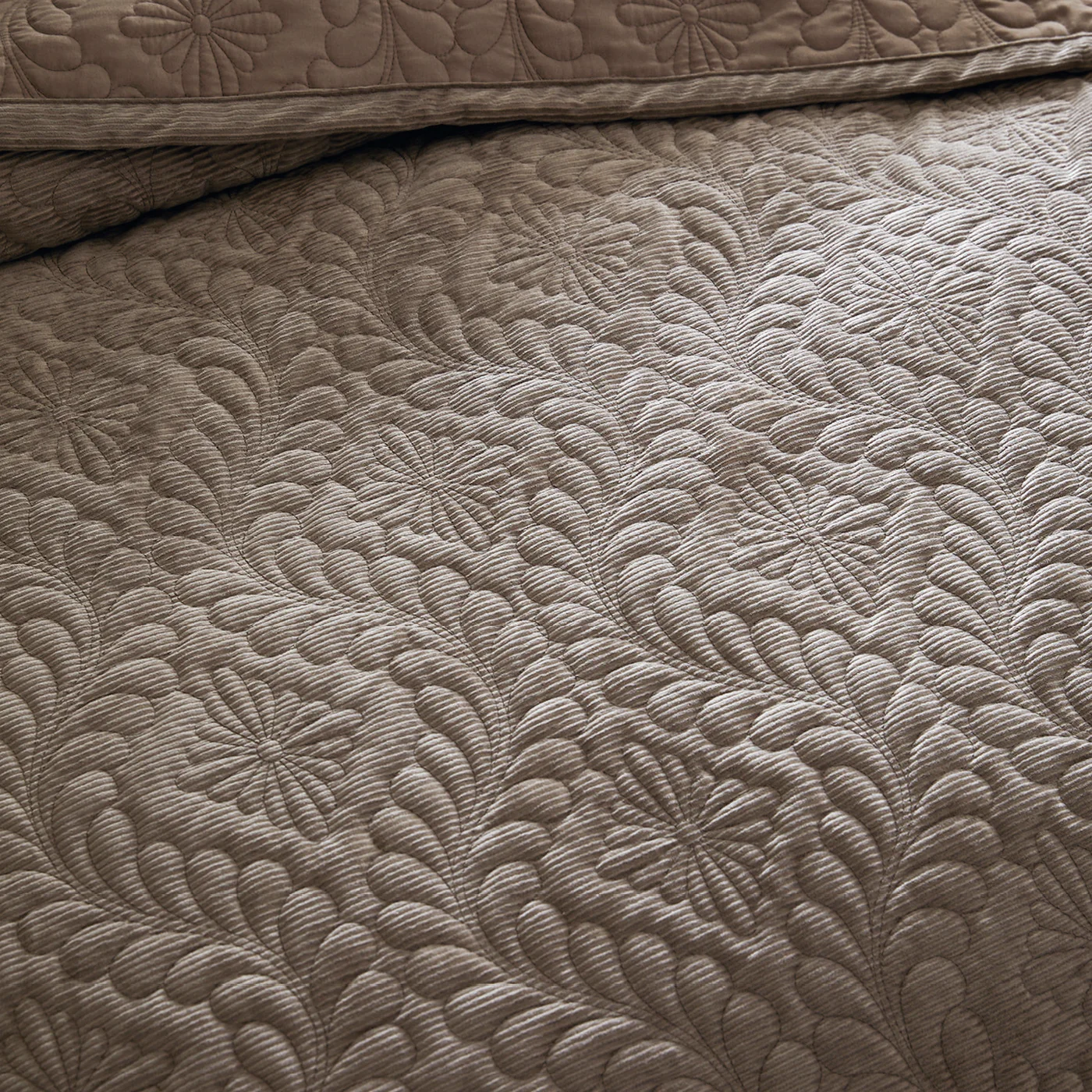 Couvre-Lit Corduroy - Taupe - Flower - Image 5