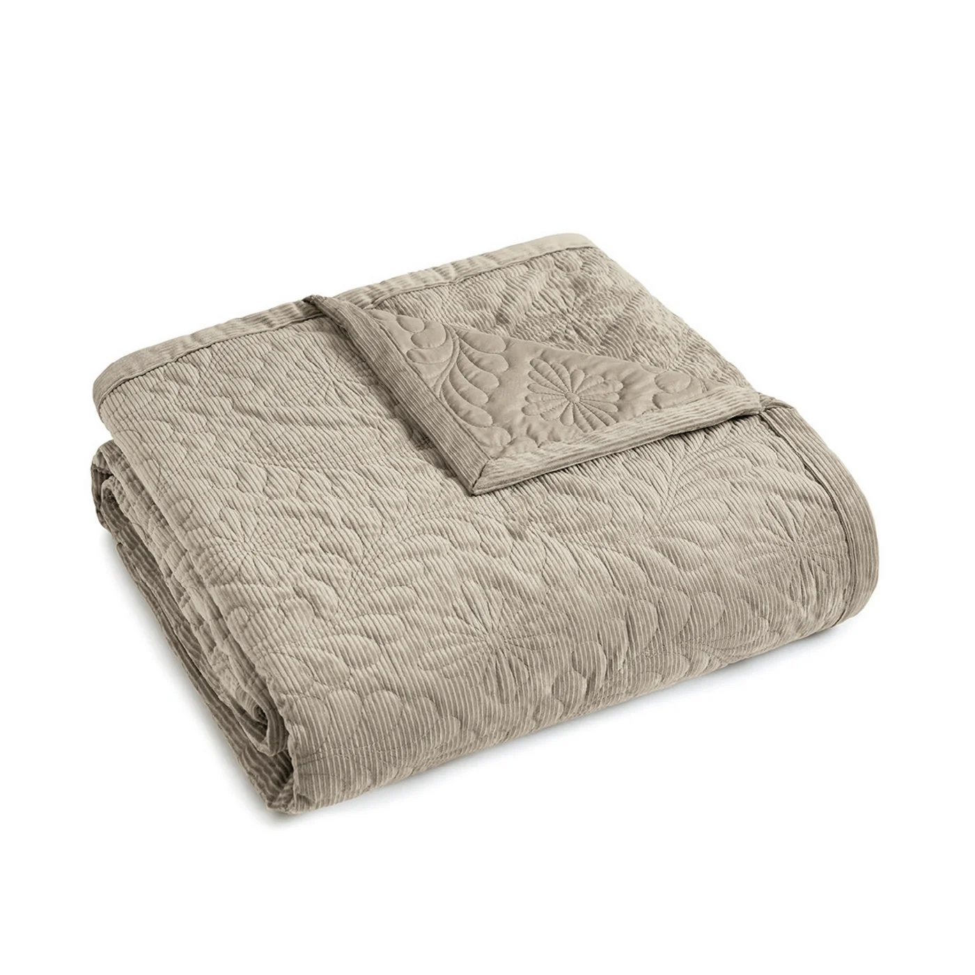 Couvre-Lit Corduroy - Taupe - Flower - Image 6