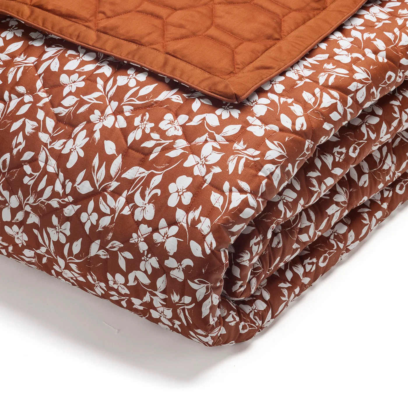 Couvre-Lit Satin De Coton - Terracotta - Floréal - Image 4