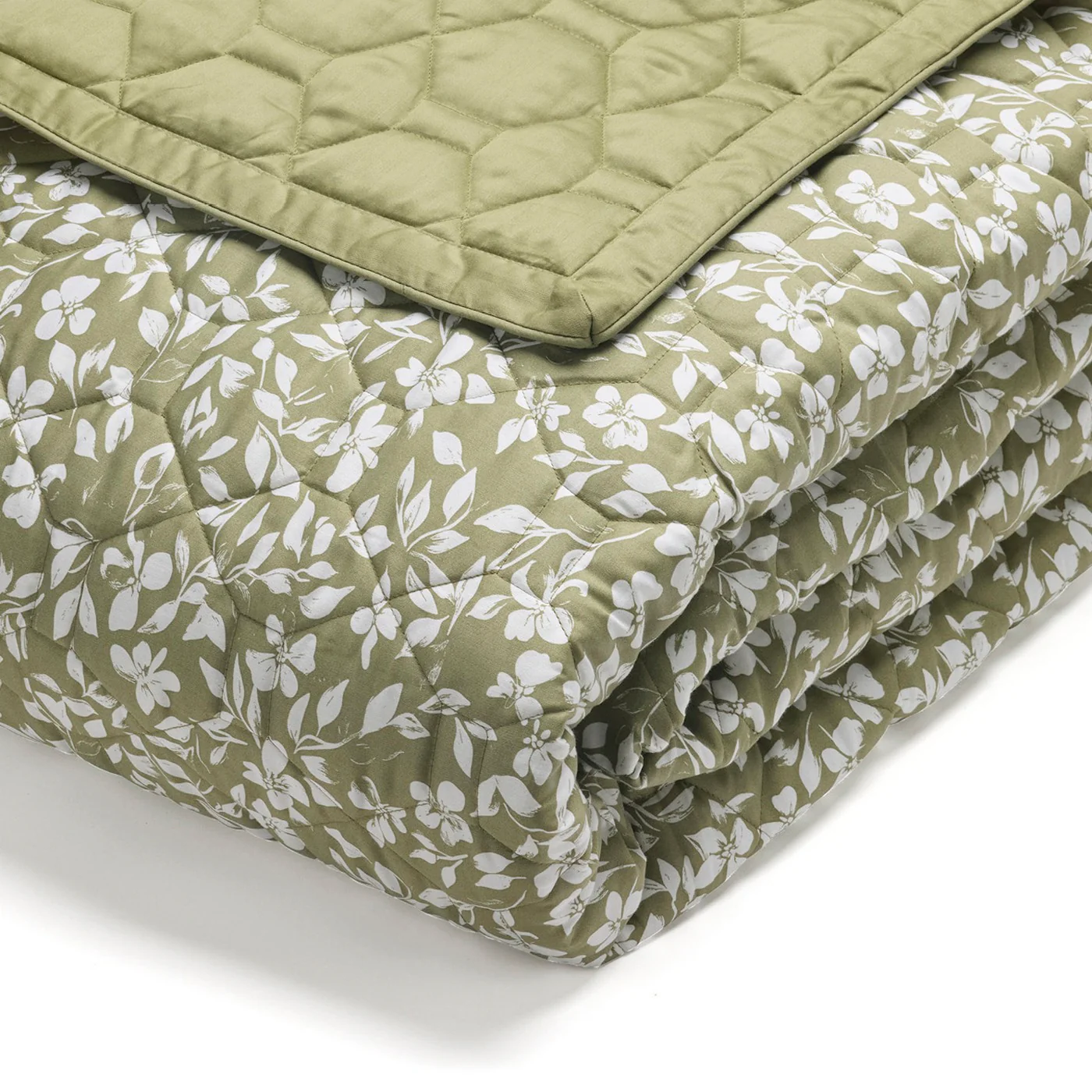 Couvre-Lit Satin De Coton - Vert - Floréal - Image 4