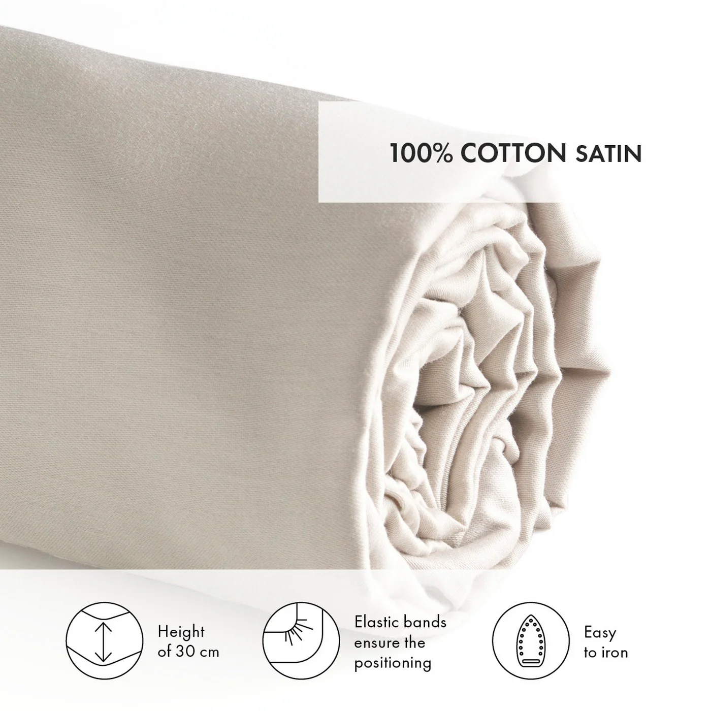 Drap-Housse Satin De Coton - Beige - Uni - Image 3