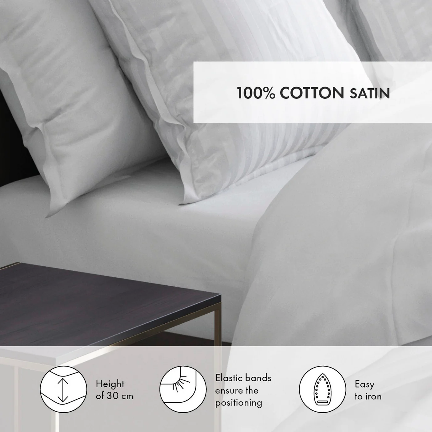 Drap-Housse Satin De Coton - Blanc - Uni - Image 3