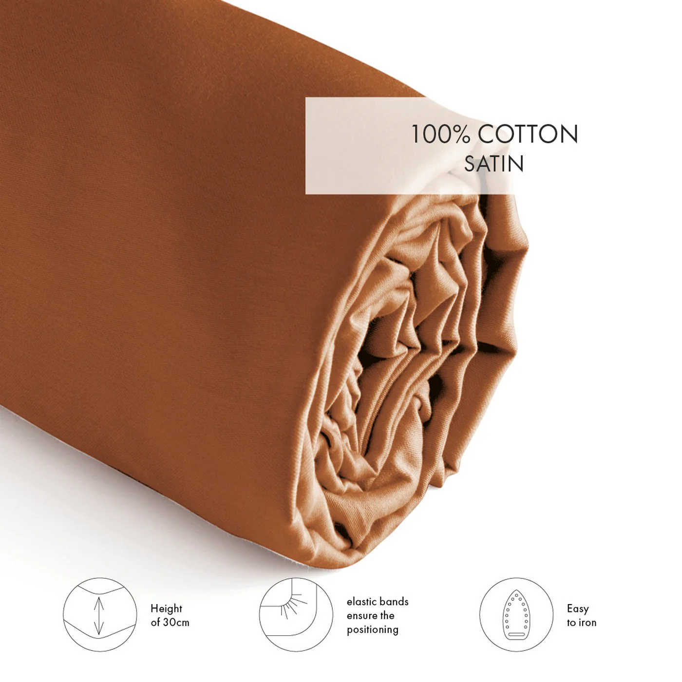Drap-Housse Satin De Coton - Brun - Uni - Image 4